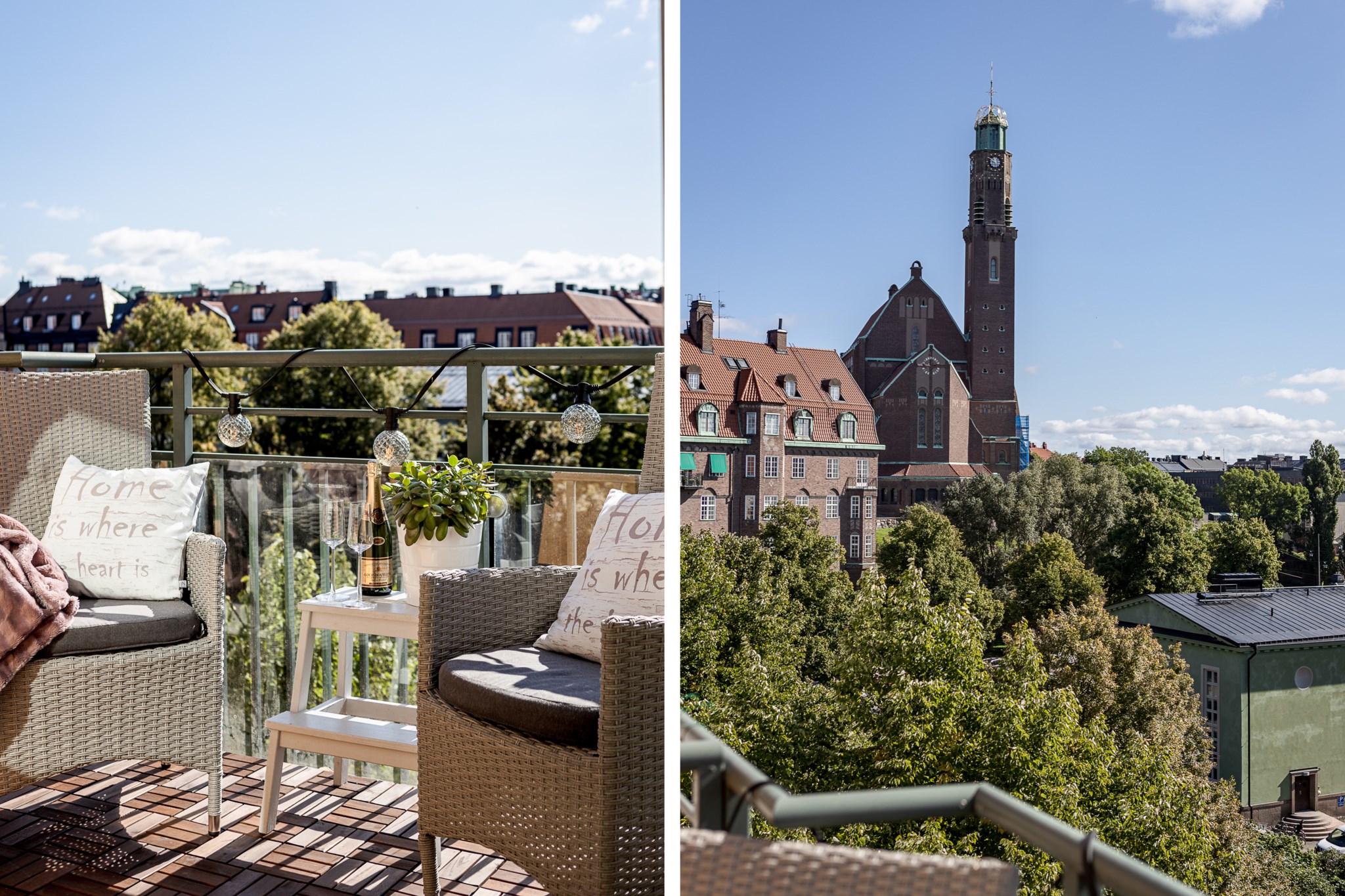 Balkong med utsikt mot Engelbrektskyrkan Birger Jarlsgatan 74, 7 tr