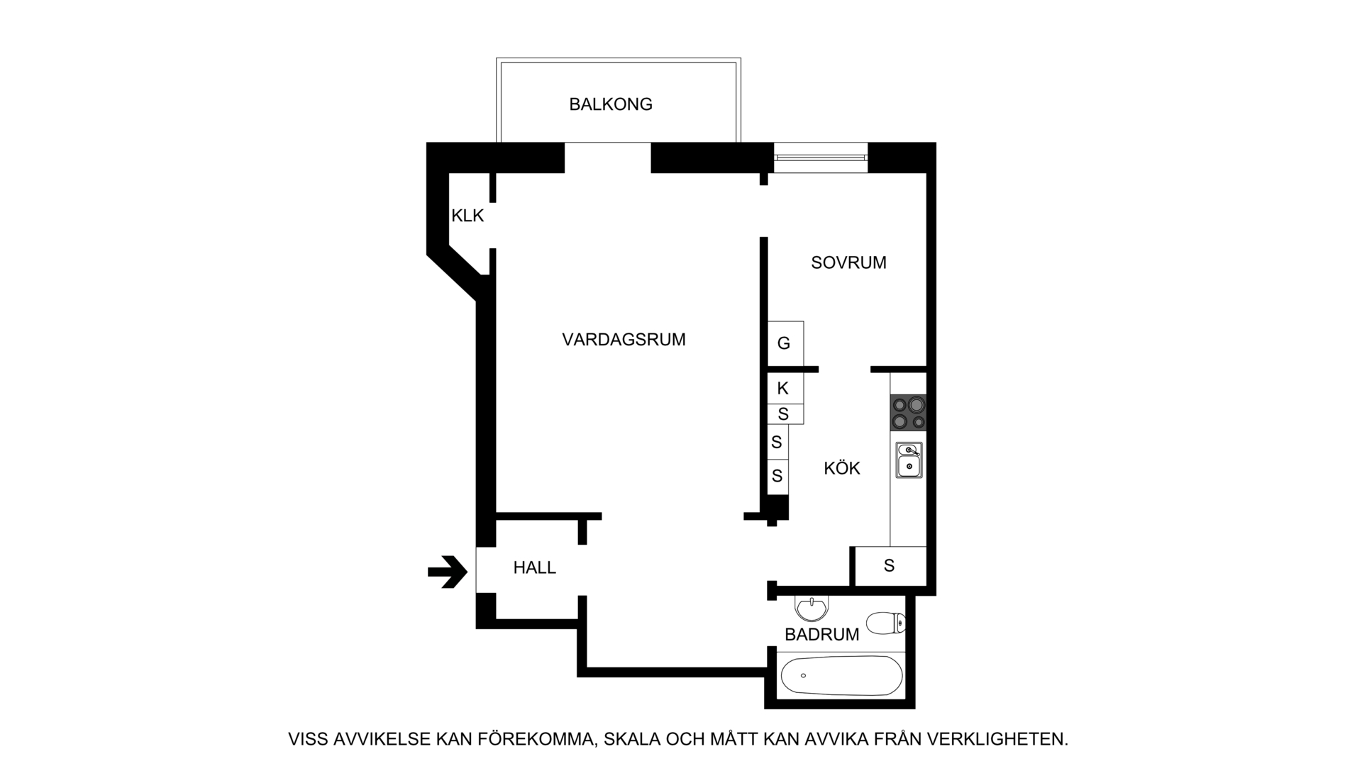 Planritning (ej skalenlig) Sandelsgatan 35, 3 tr