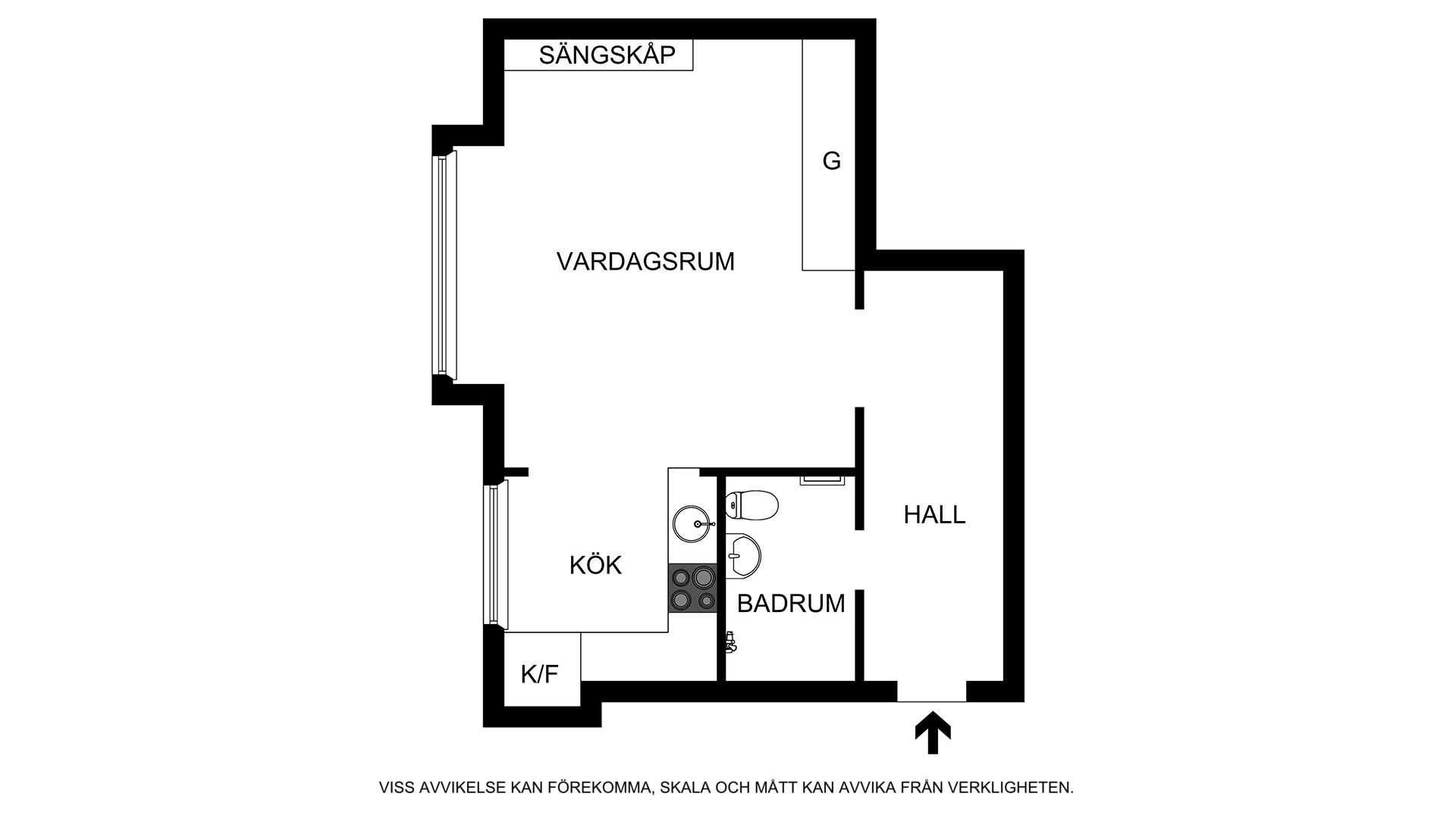 Planritning (ej skalenlig, avvikelser kan förekomma) Karlsviksgatan 14, 1,5tr