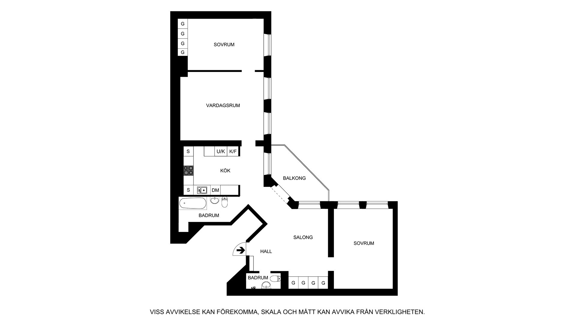 Planritning (ej skalenlig, avvikelser kan förekomma) Roslagsgatan 42D, 4tr