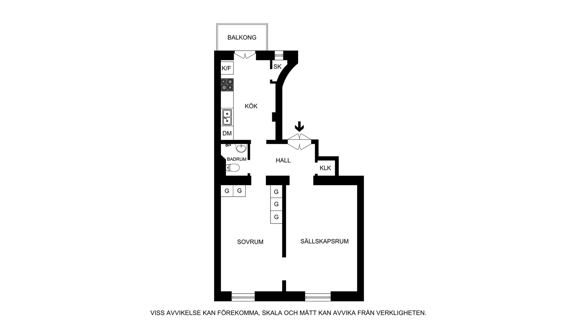 Planritning (ej skalenlig, avvikelser kan förekomma) Rehnsgatan 12, 4tr