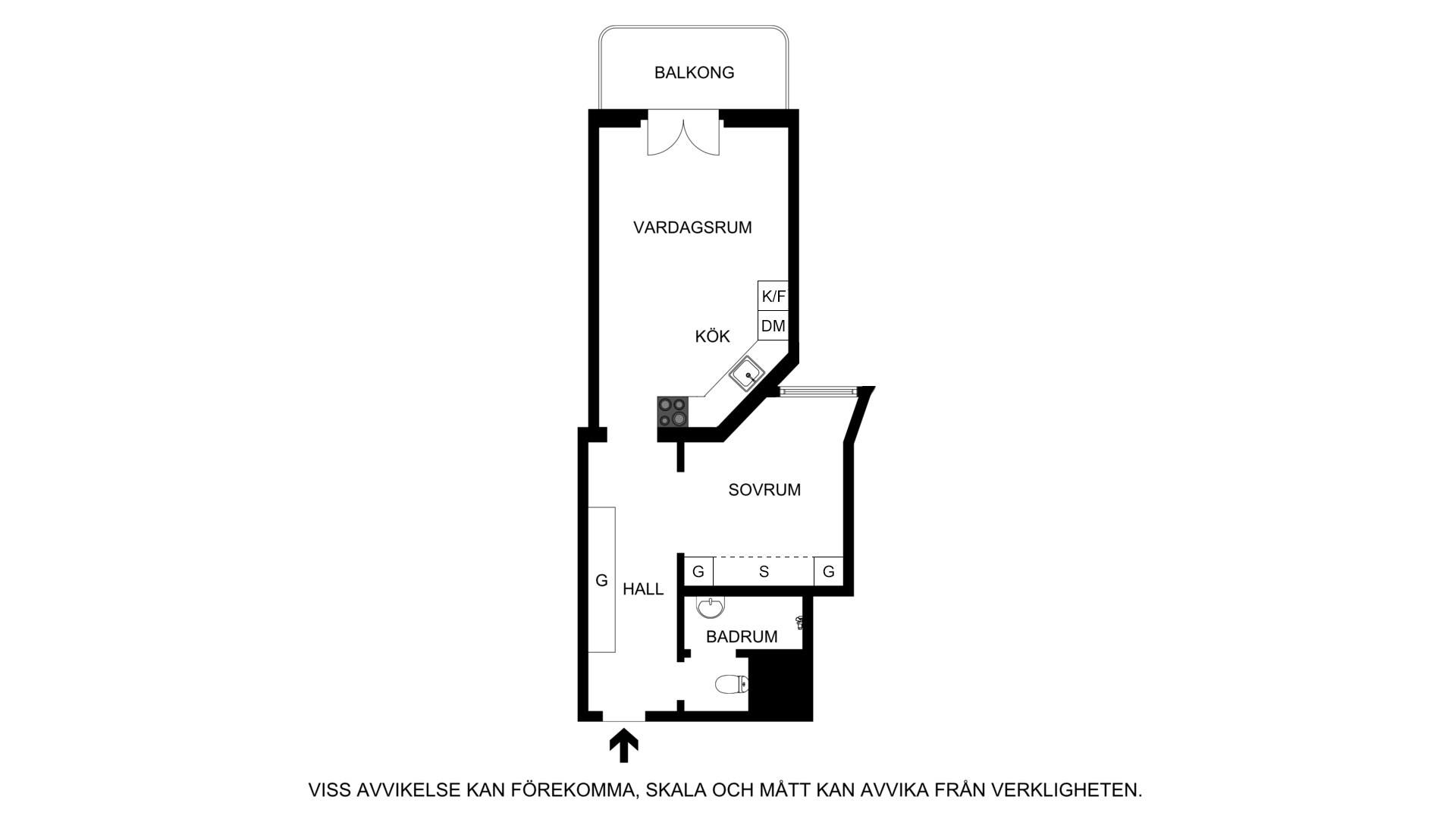 Planritning (ej skalenlig, avvikelser kan förekomma) Norrbackagatan 27A, 4 tr