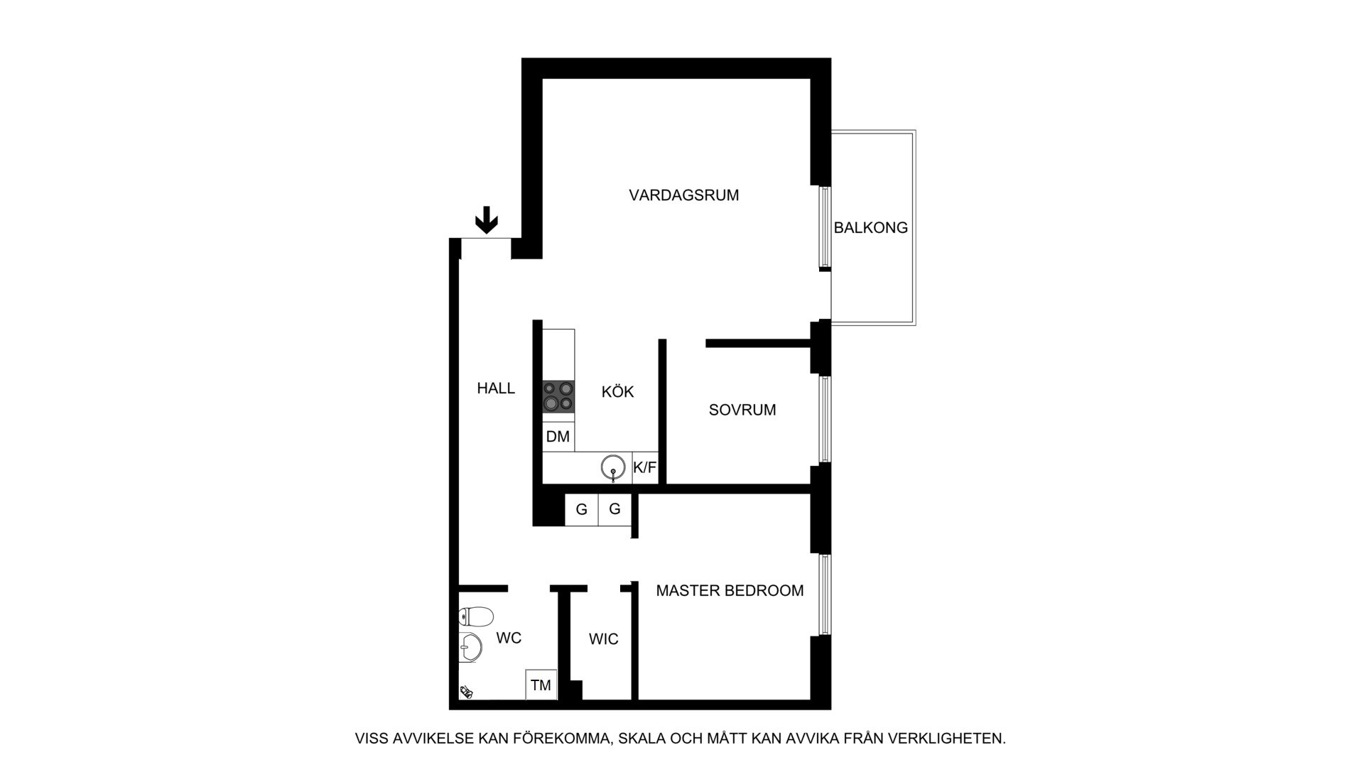 Planritning (ej skalenlig, avvikelser kan förekomma) Alströmergatan 21, 6tr