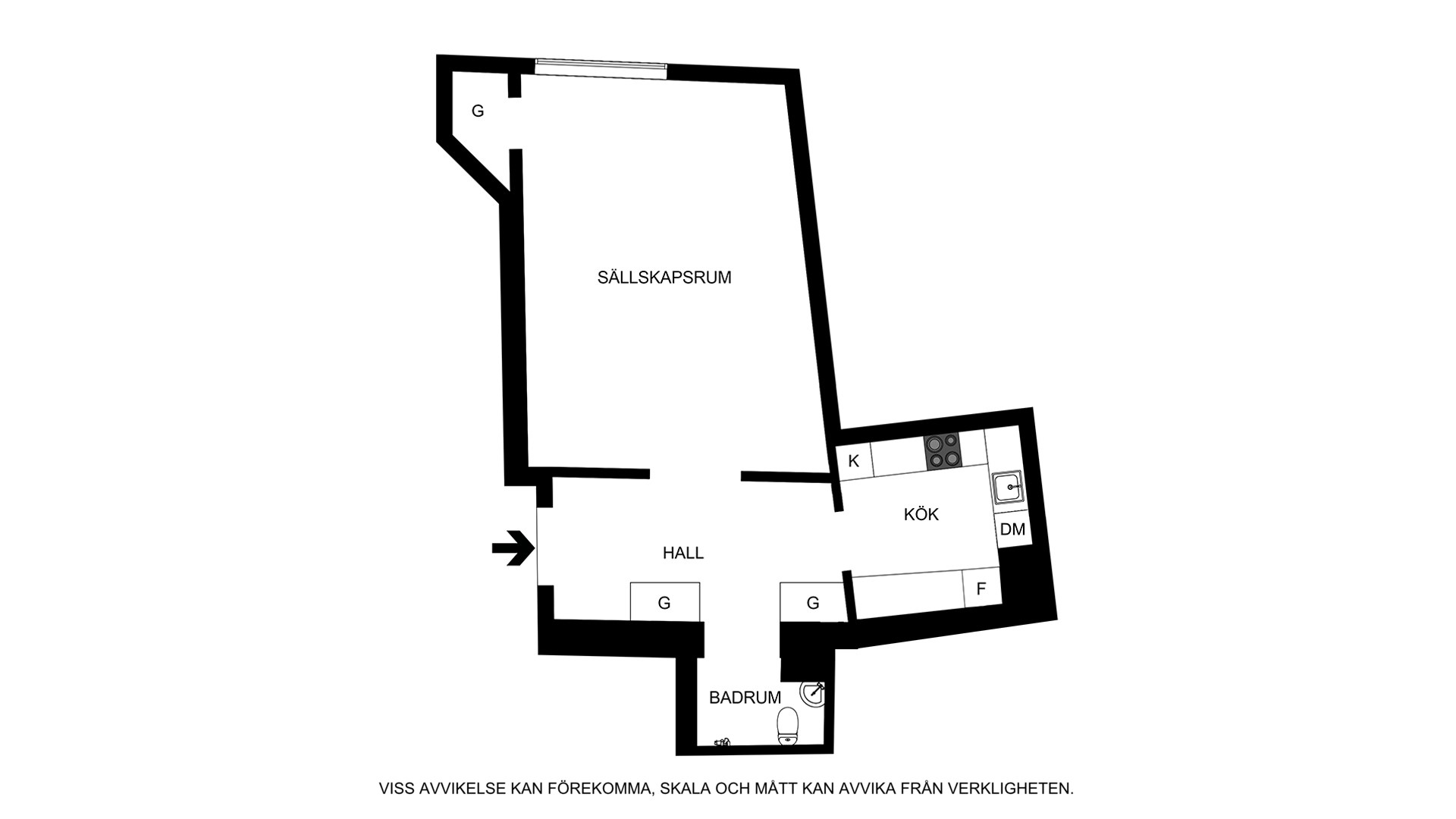 Planritning (ej skalenlig, avvikelser kan förekomma) Rödabergsgatan 9A, 3tr