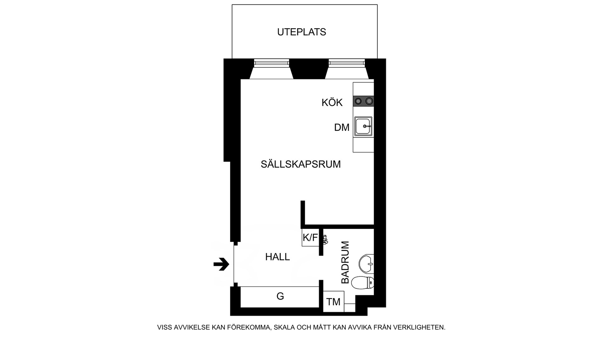 Planritning (ej skalenlig, avvikelser kan förekomma) Upplandsgatan 19A