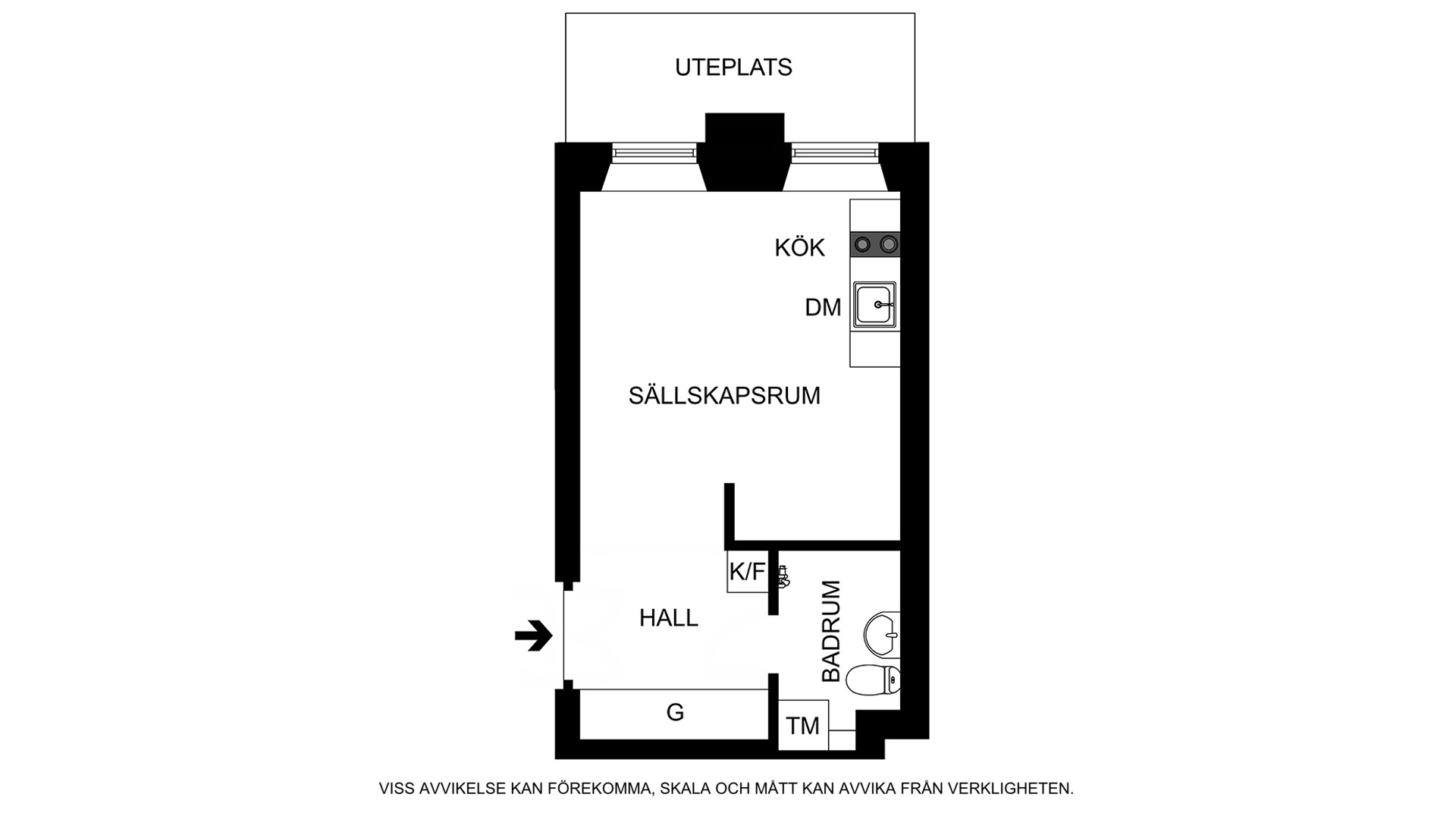 Planritning (ej skalenlig, avvikelser kan förekomma) Upplandsgatan 19A