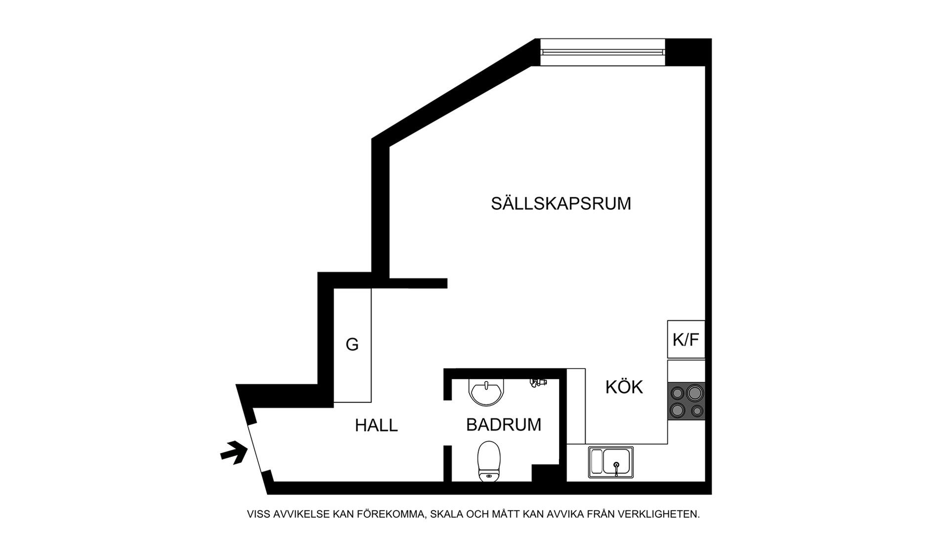 Planritning (ej skalenlig, avvikelser kan förekomma) Alströmergatan 51, 1,5tr