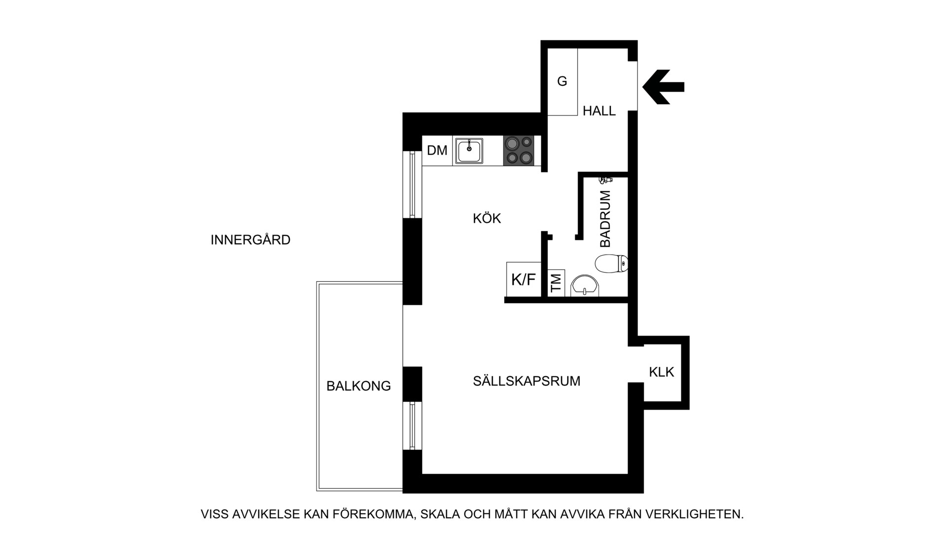 Planritning (ej skalenlig) Karlbergsvägen 53A, 4 tr