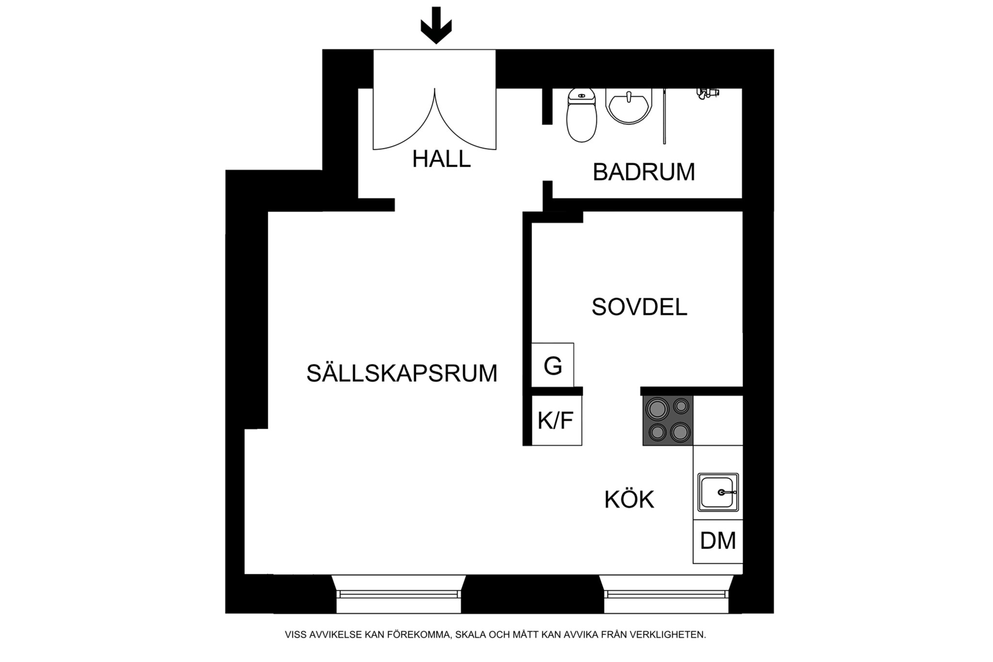 Planritning (ej skalenlig, avvikelser kan förekomma) Rehnsgatan 19, vån 5