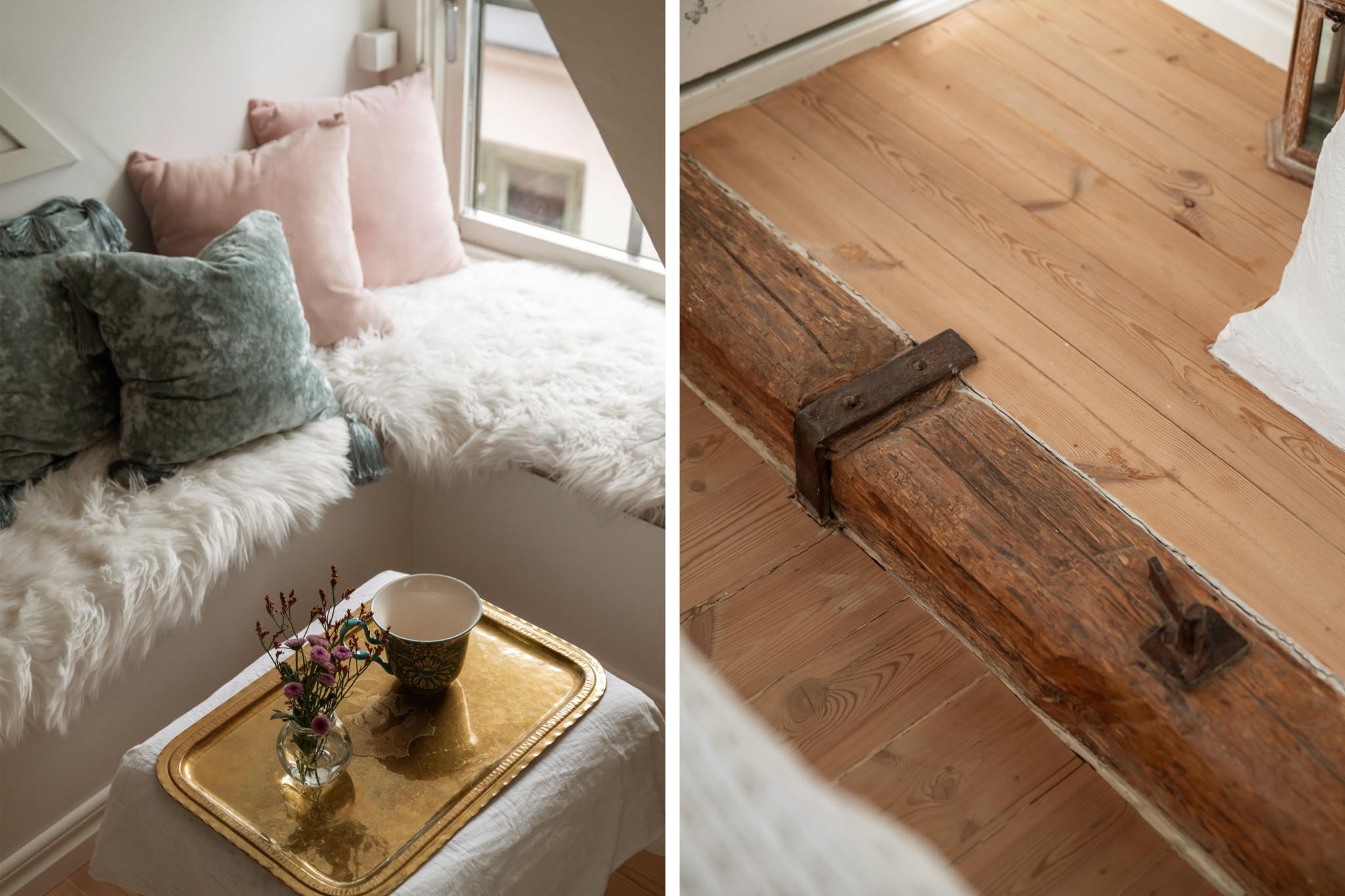Platsbyggd sittbänk - Detalj Storkyrkobrinken 3, vån 4 & 5