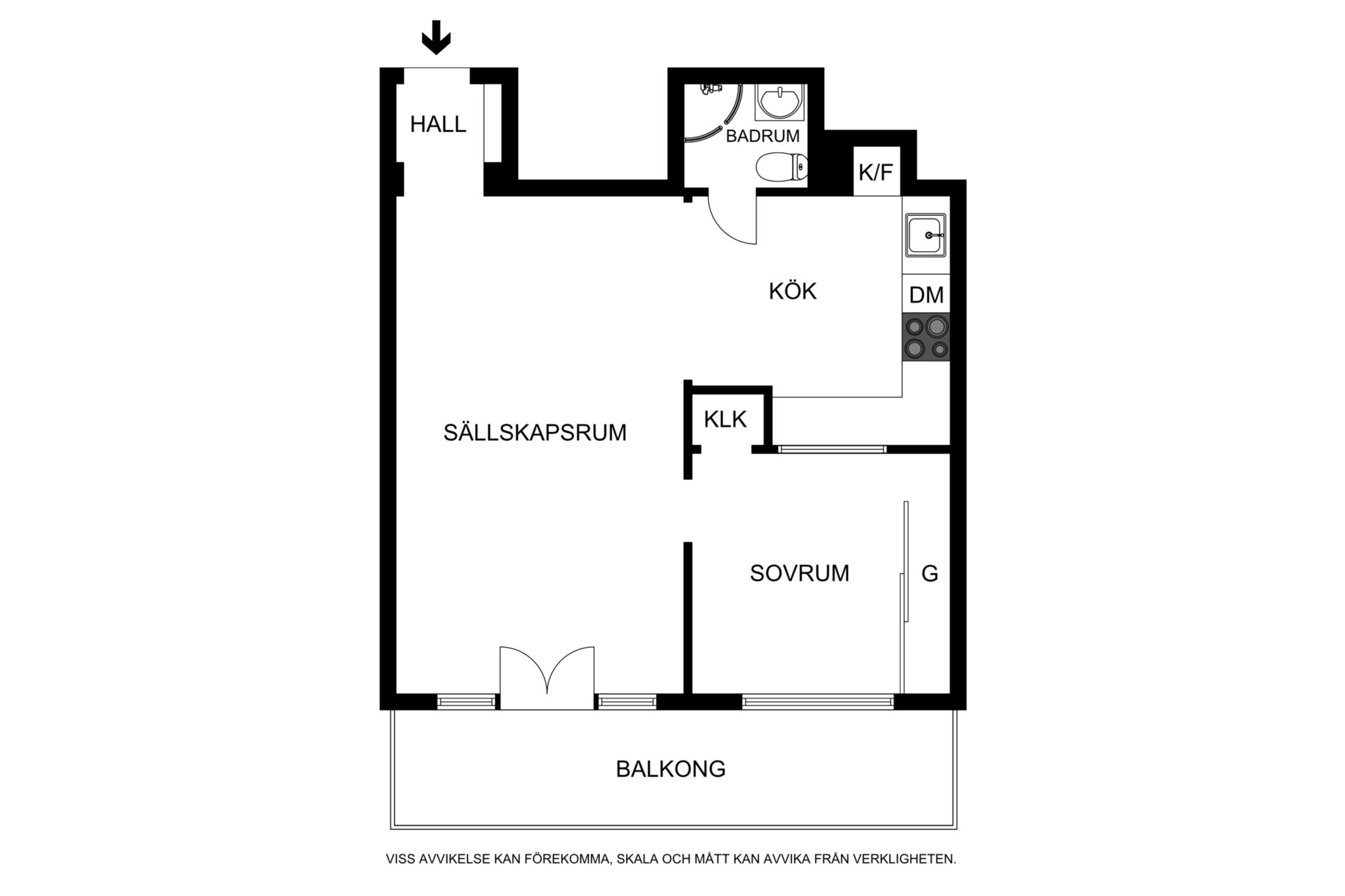  Planritning (ej skalenlig, avvikelser kan förekomma) Alströmergatan 32H
