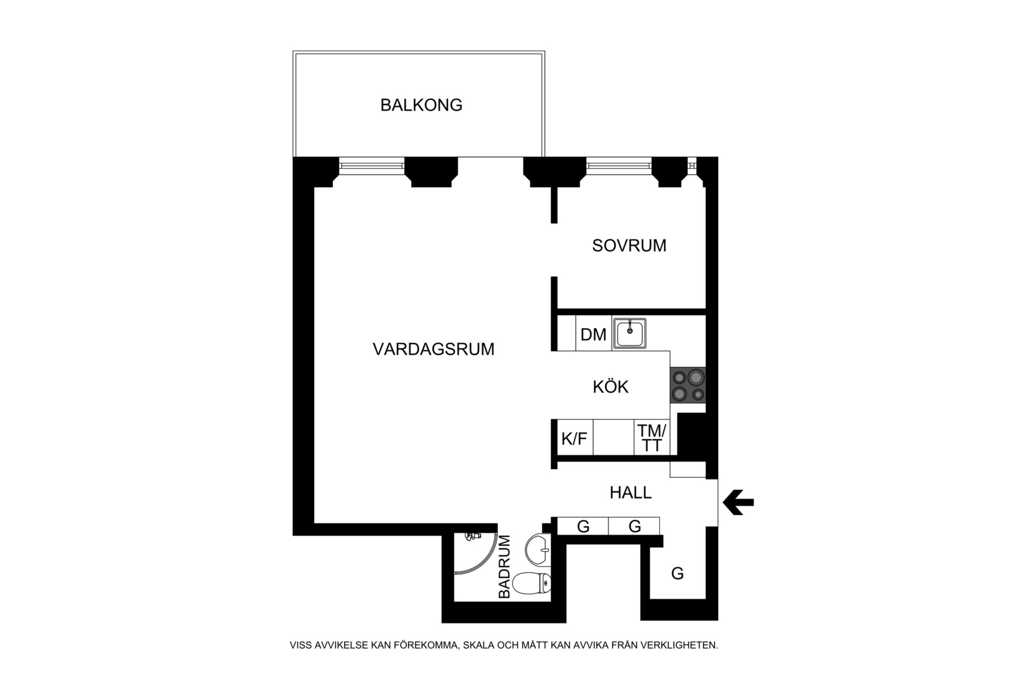 Planritning (ej skalenlig, avvikelser kan förekomma) Surbrunnsgatan 3, 3tr