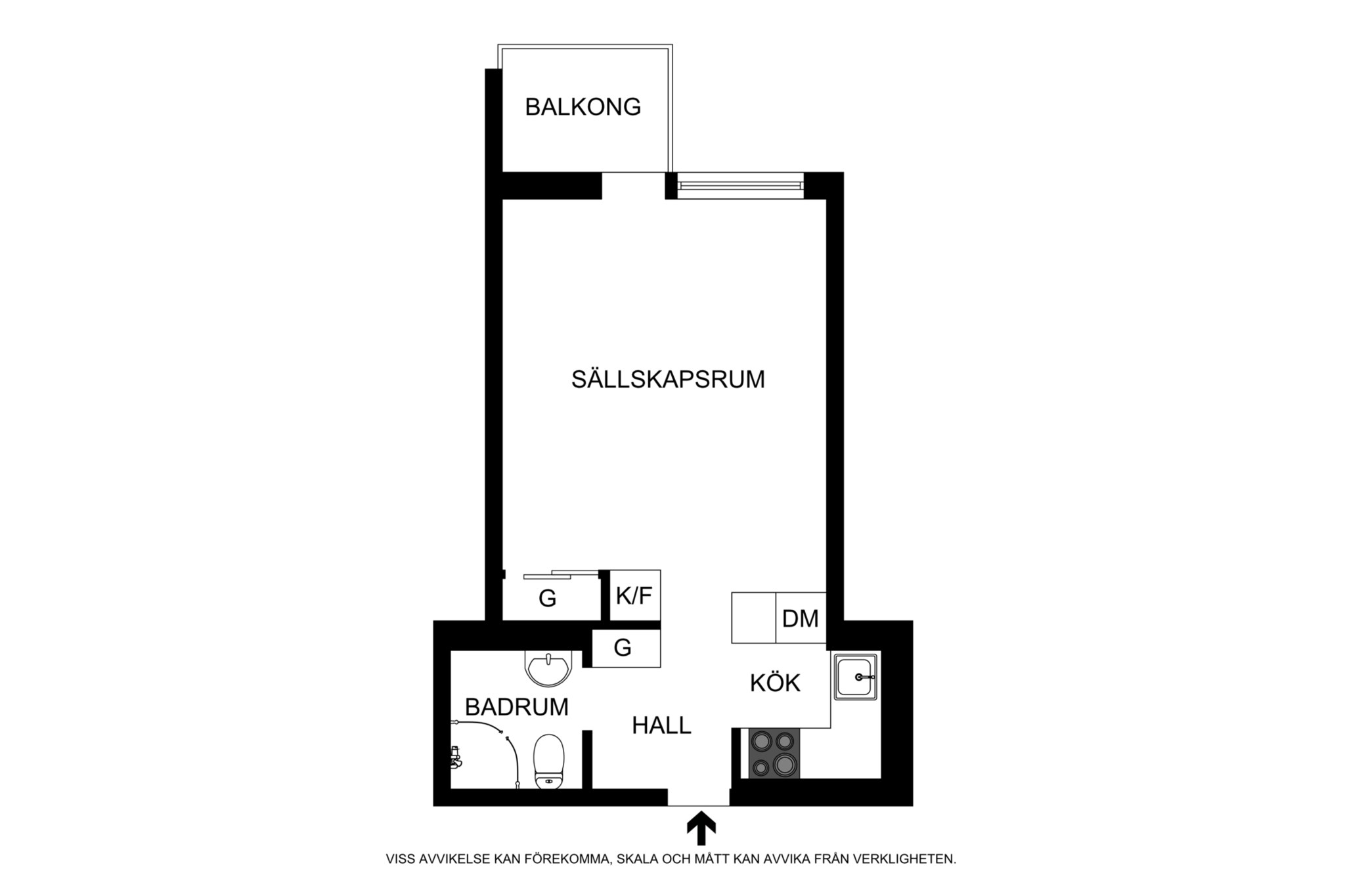 Planritning (ej skalenlig, avvikelser kan förekomma) Furusundsgatan 14, 6 tr