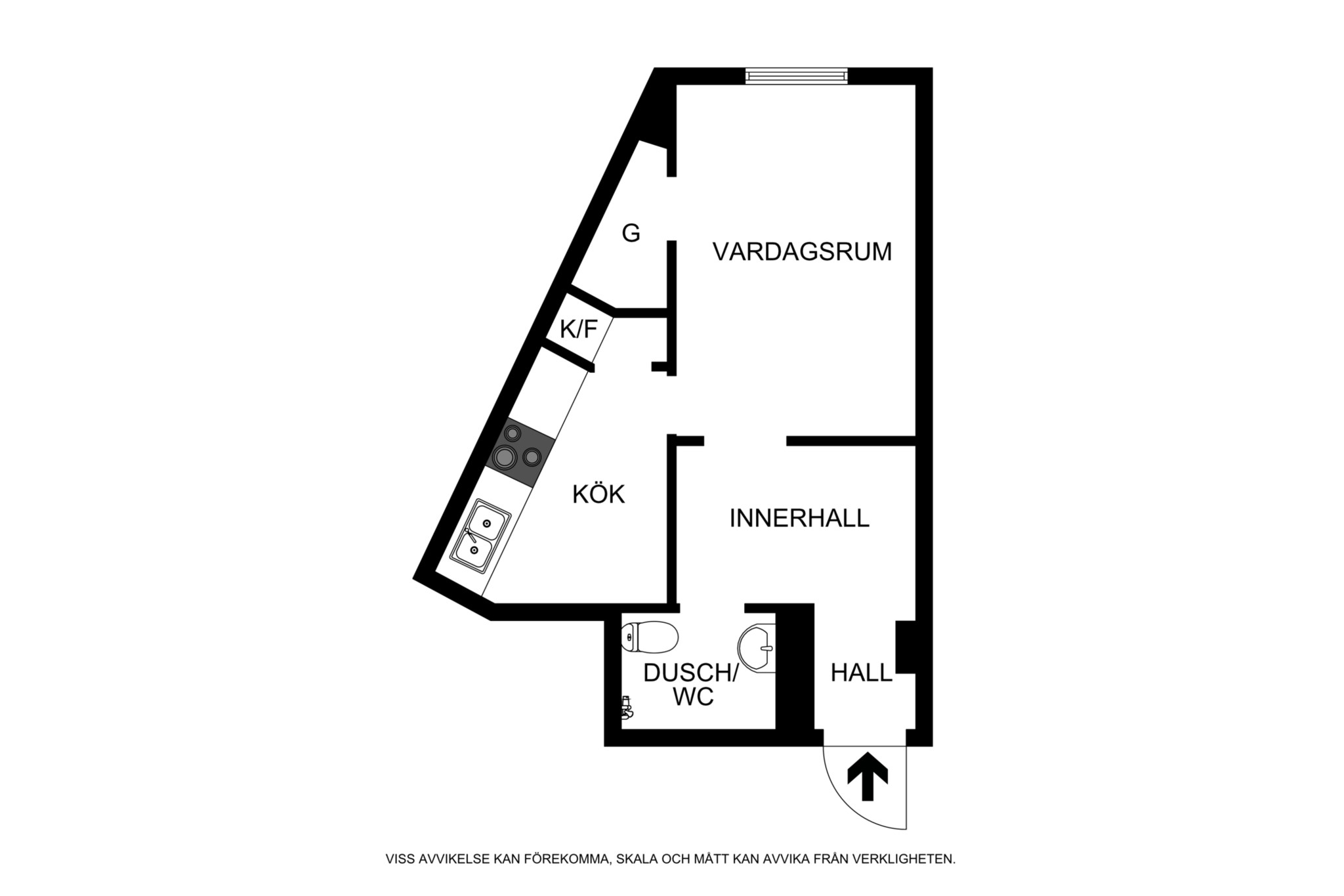 Planritning (ej skalenlig, avvikelser kan förekomma) Alströmergatan 32E