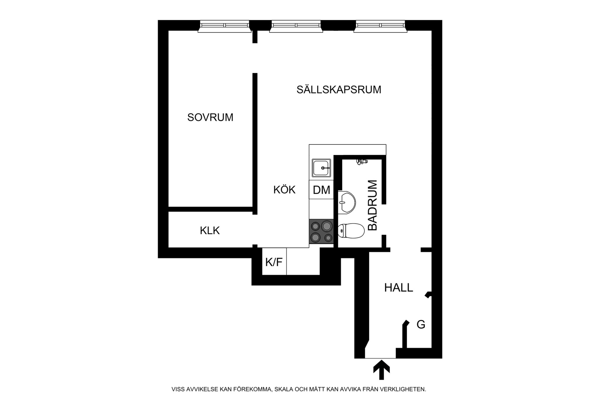 Alternativ planritning 2 (ej skalenlig) Krukmakargatan 38, 3/3tr