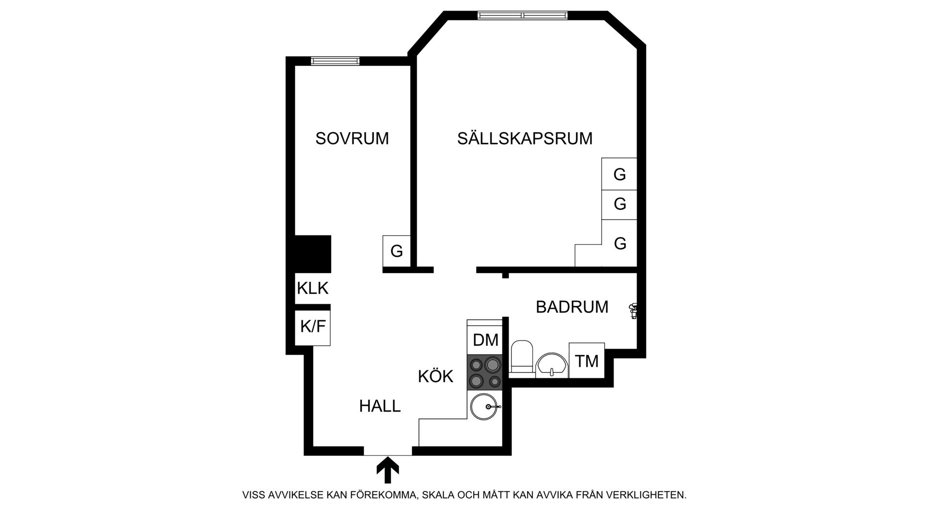 Planritning (ej skalenlig, avvikelser kan förekomma) Döbelnsgatan 47, 2 tr