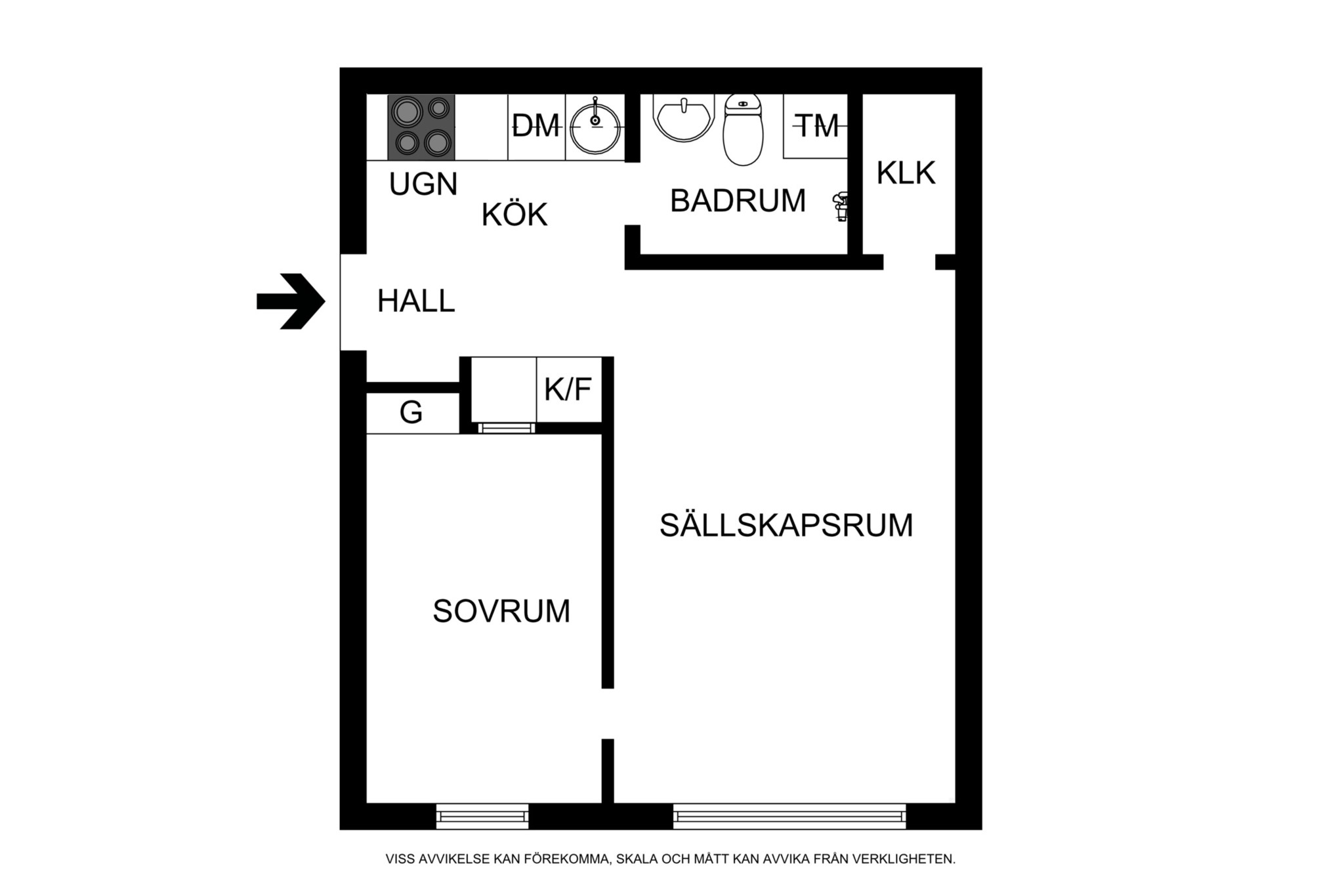 Planritning (ej skalenlig, avvikelser kan förekomma) Alströmergatan 32C, 2,5tr