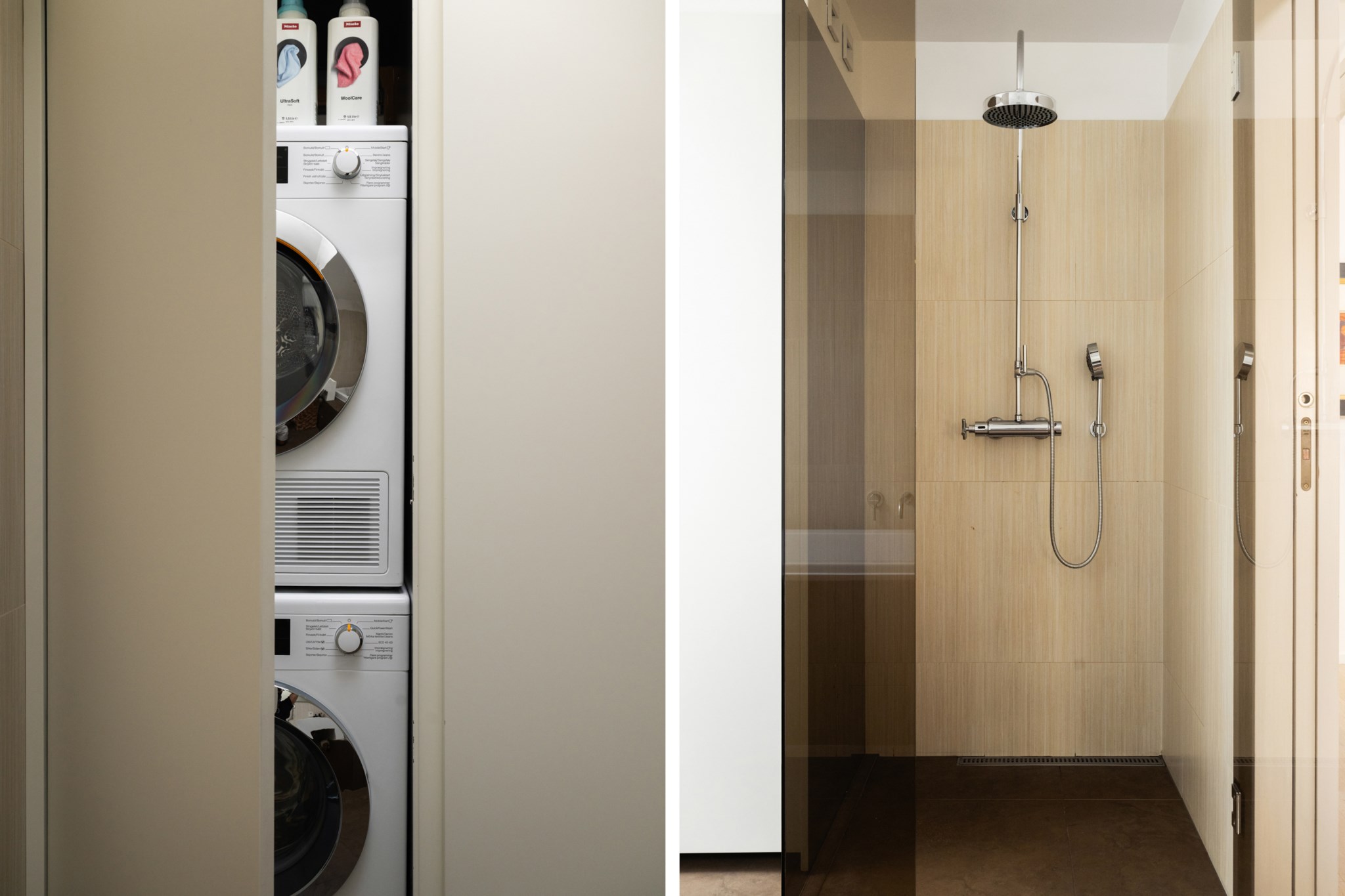Dold tvättmaskin och torktumlare från Miele - Dusch Floragatan 17,  vindsvåning 5/5 tr
