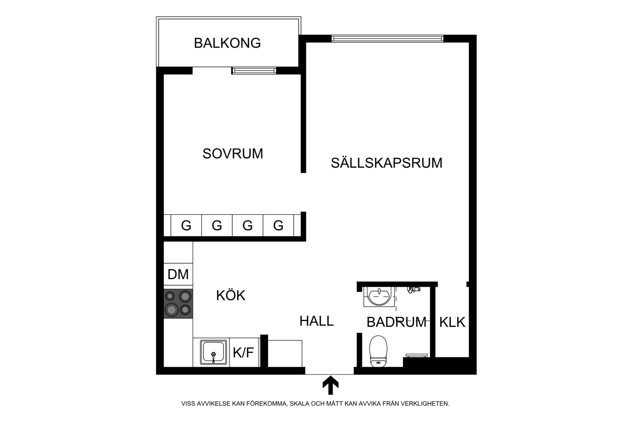 Planritning (ej skalenlig, avvikelser kan förekomma) Kungsklippan 14, 6tr