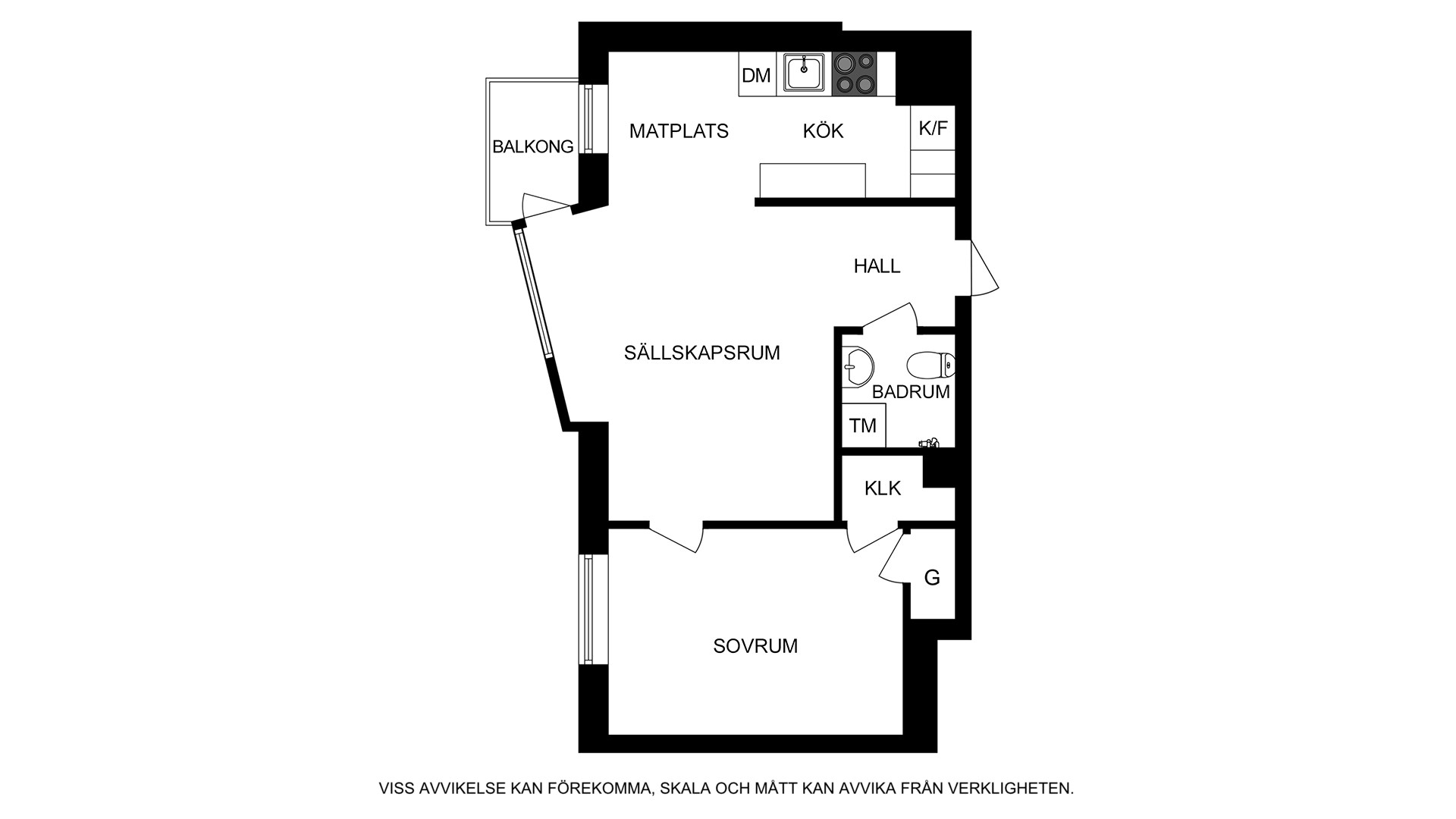 Planritning (ej skalenlig, avvikelser kan förekomma) Körsbärsvägen 6, 2 tr