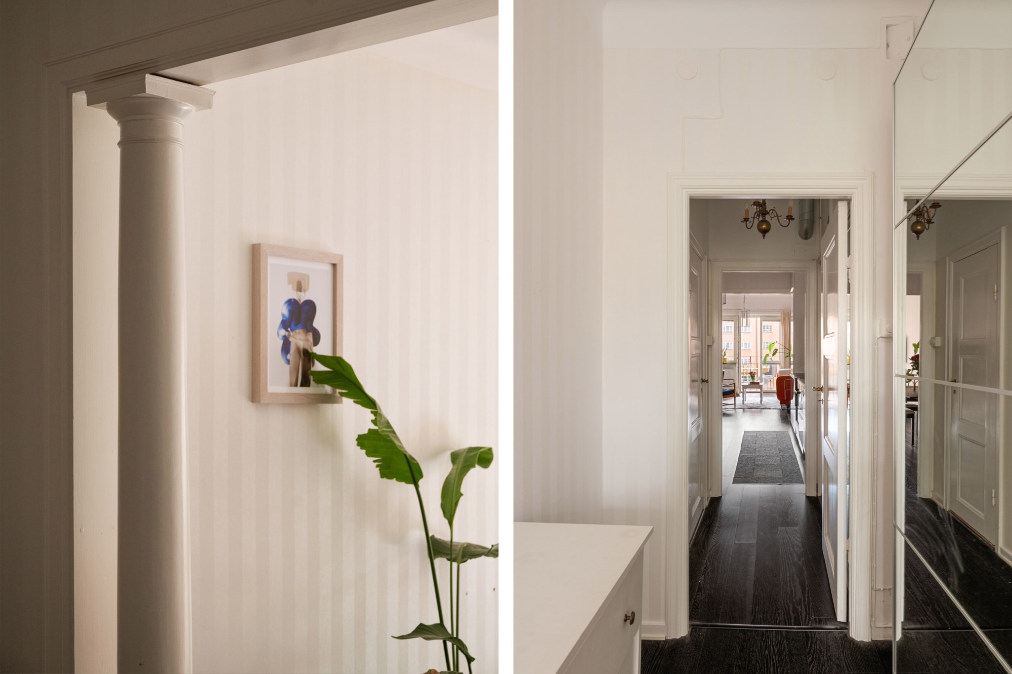 Pelare i original - Inre hall Strindbergsgatan 44