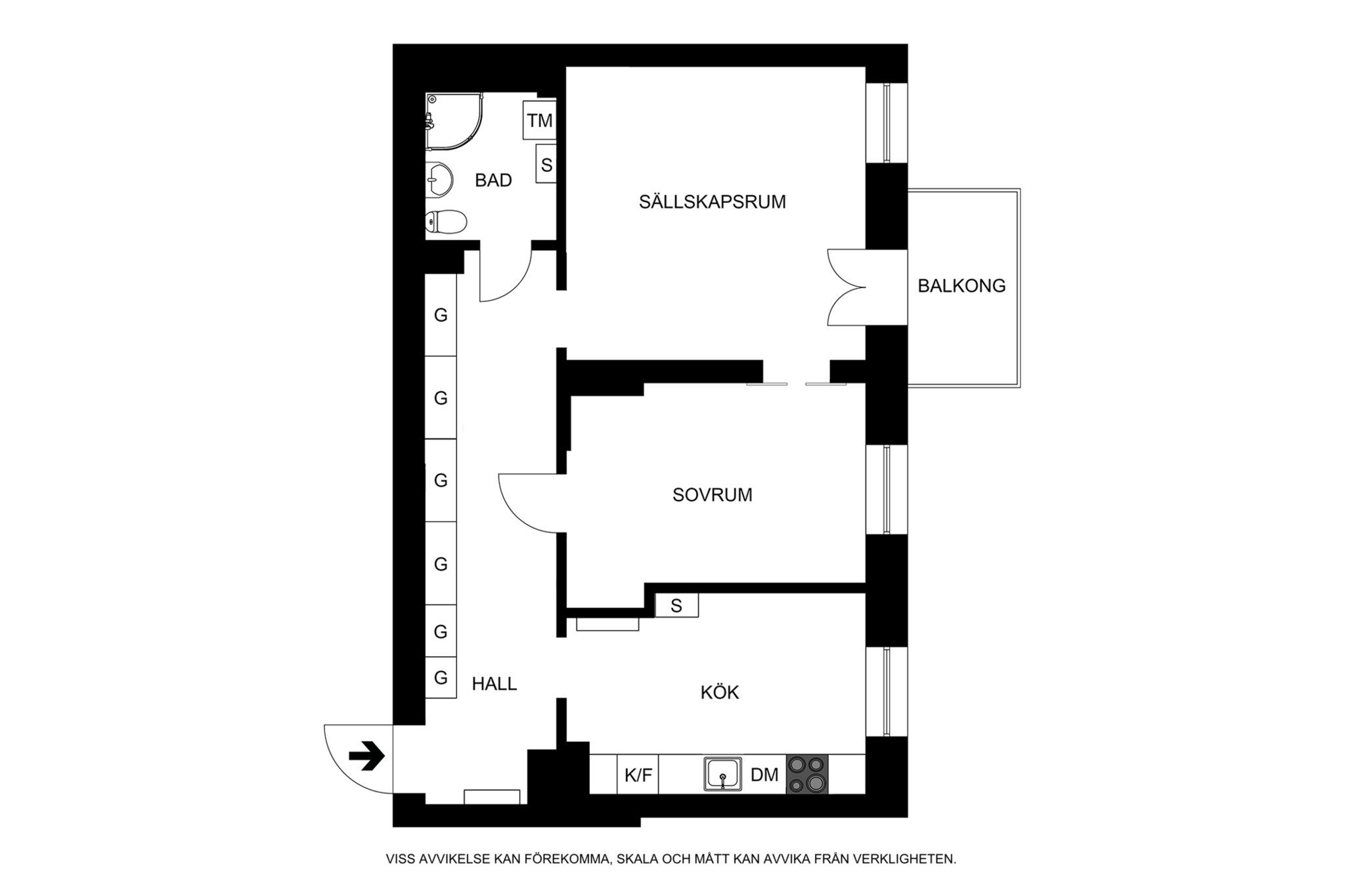 Planritning (ej skalenlig, avvikelser kan förekomma) Norrtullsgatan 25E, 3 tr