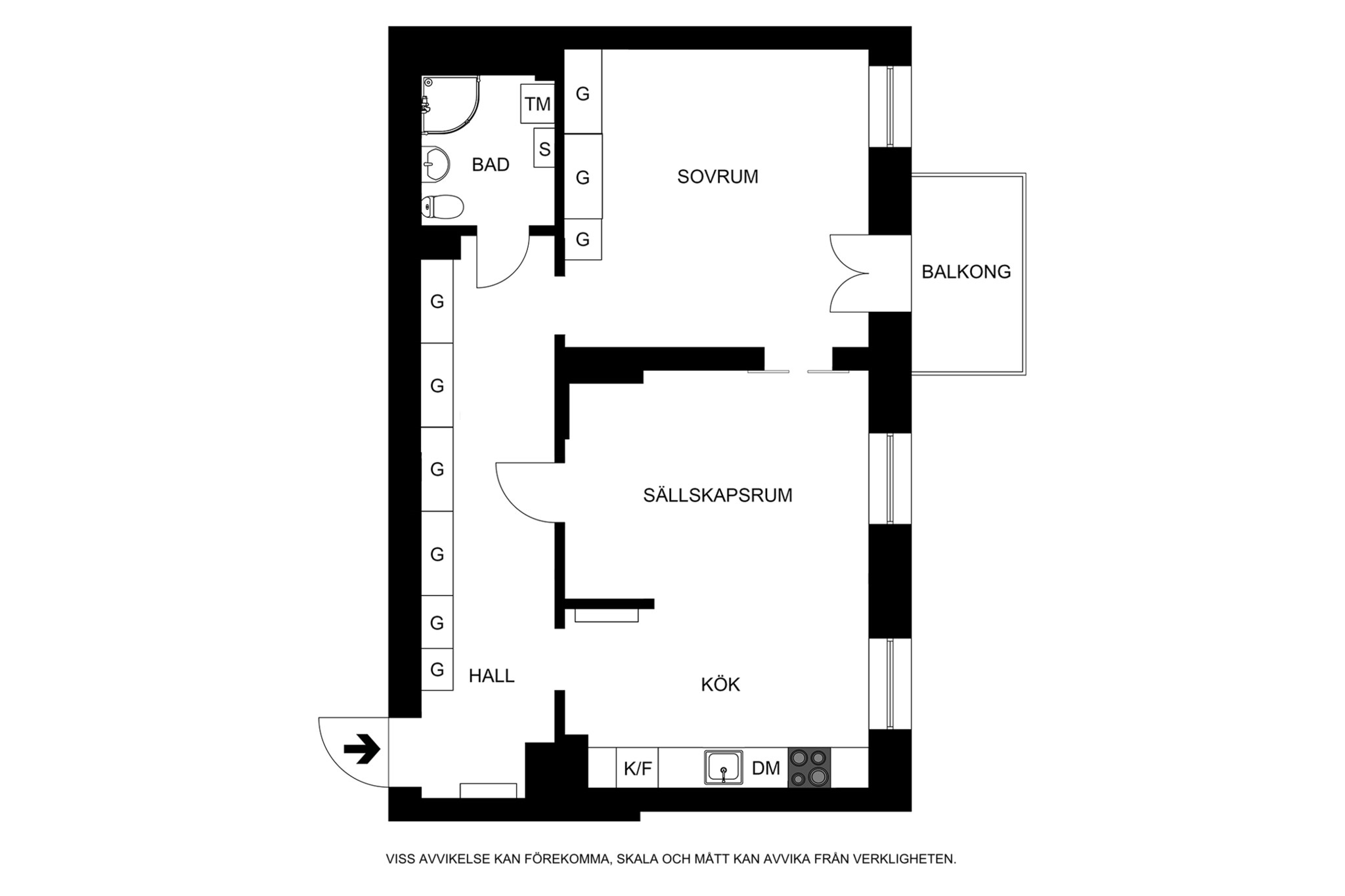 Alternativ planritning (ej skalenlig) Norrtullsgatan 25E, 3 tr