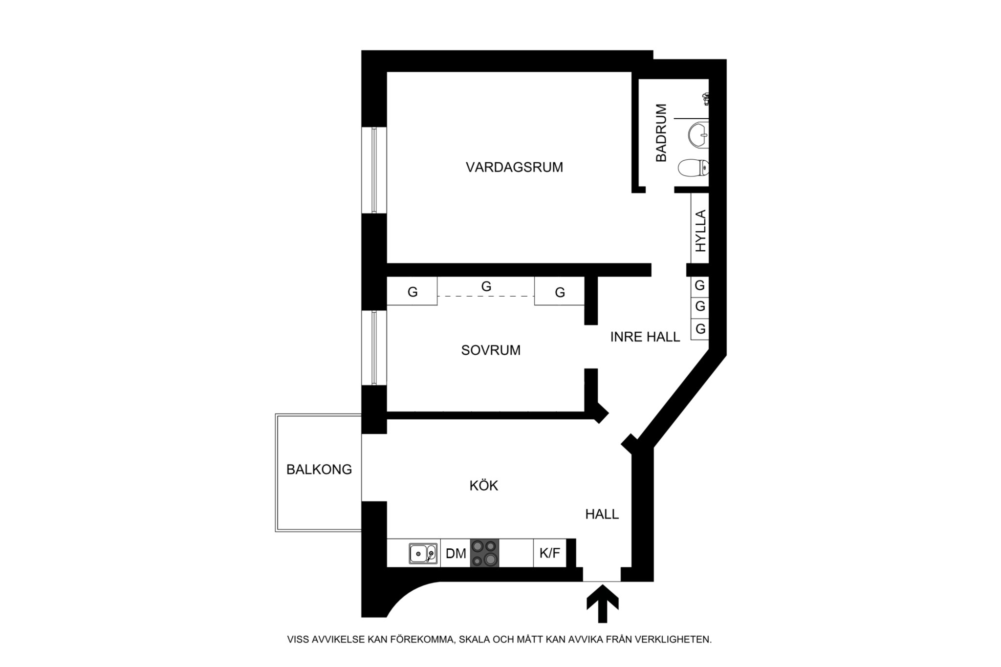 Planritning (ej skalenlig, avvikelser kan förekomma) Roslagsgatan 33B, 2tr