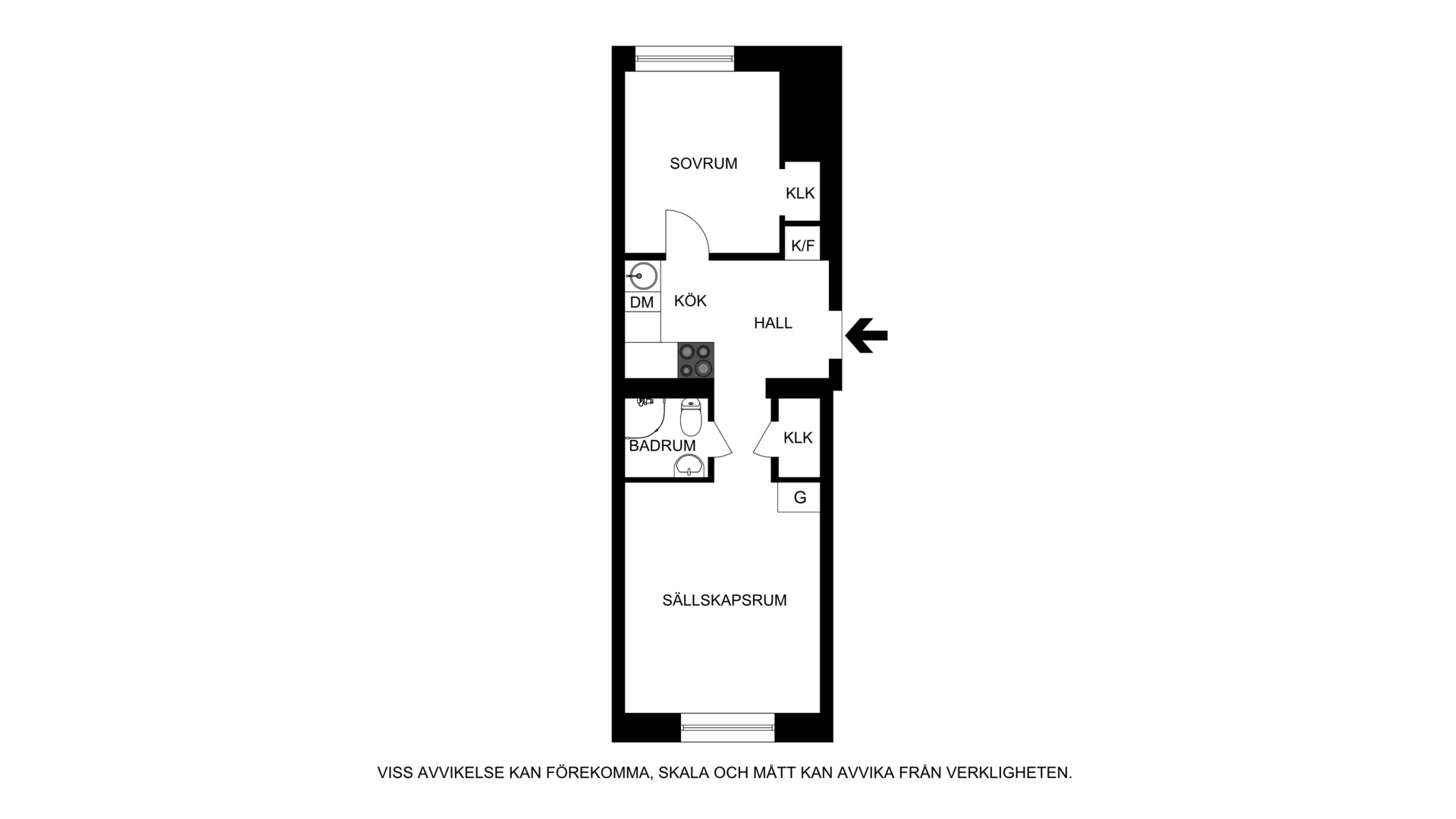 Planritning (ej skalenlig, viss avvikelse kan förekomma) Birger Jarlsgatan 104 F