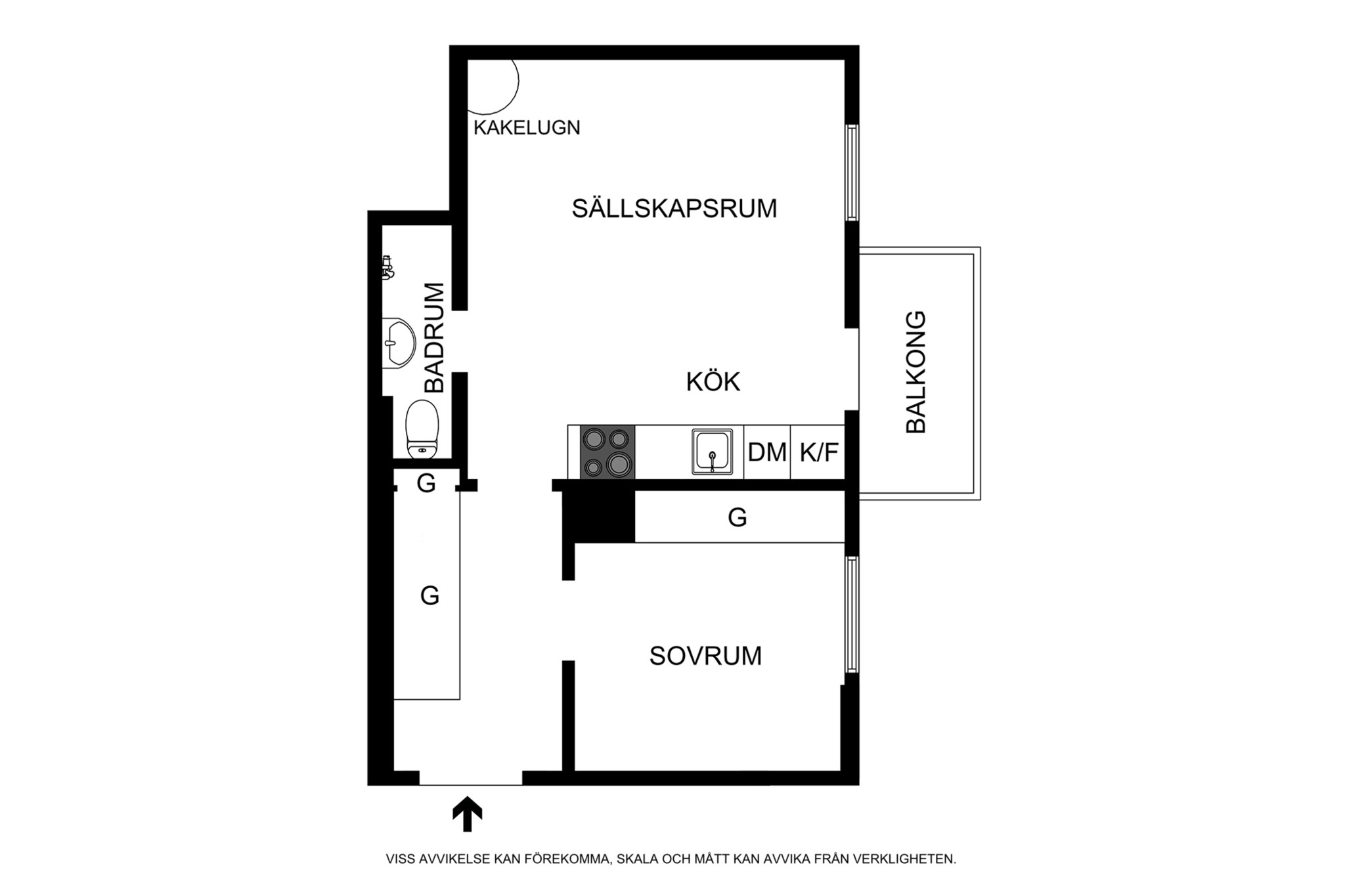 Planritning (ej skalenlig, avvikelser kan förekomma) Ingemarsgatan 8, 3tr