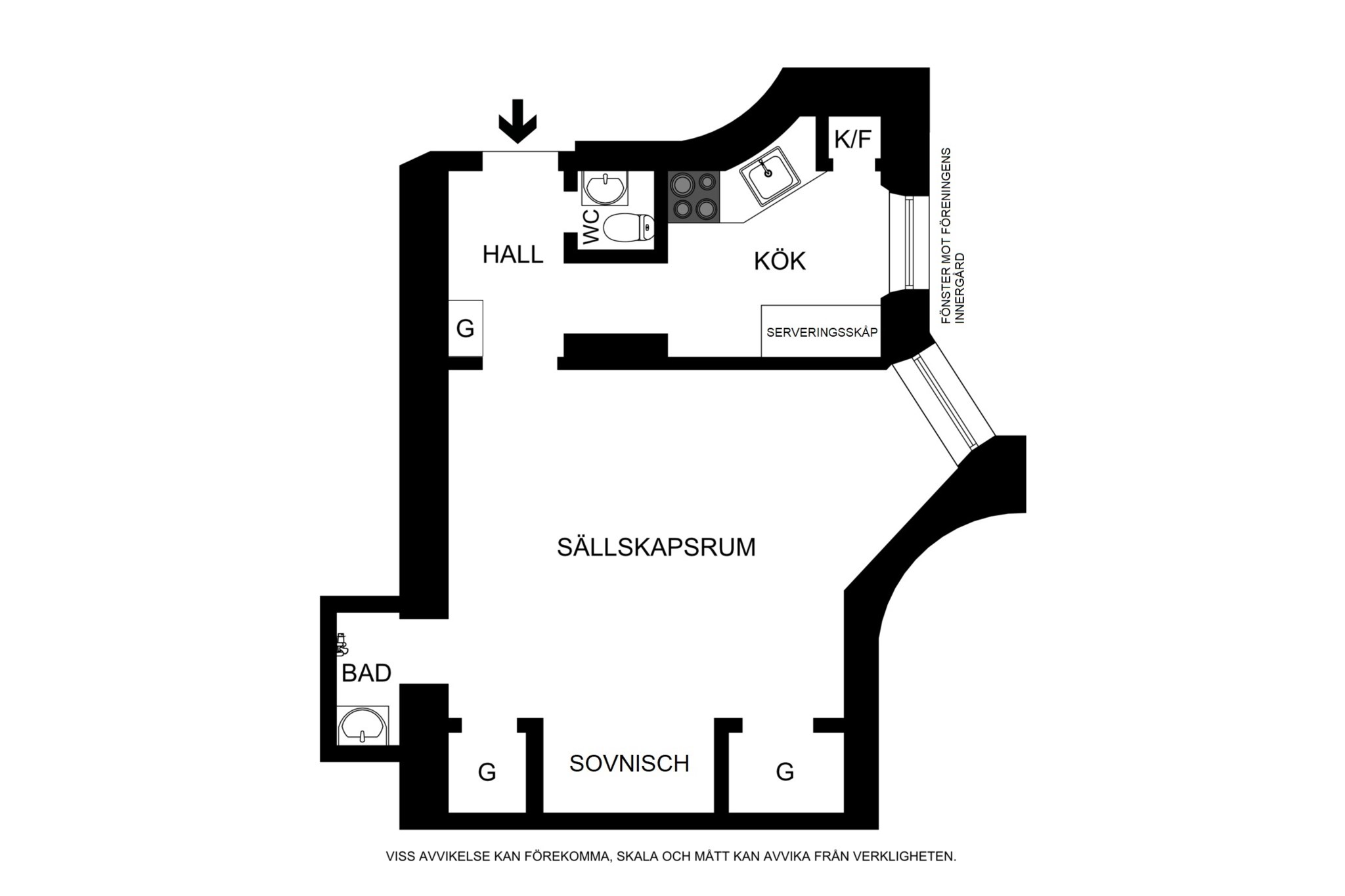 Planritning (ej skalenlig, avvikelser kan förekomma) Drejargatan 7