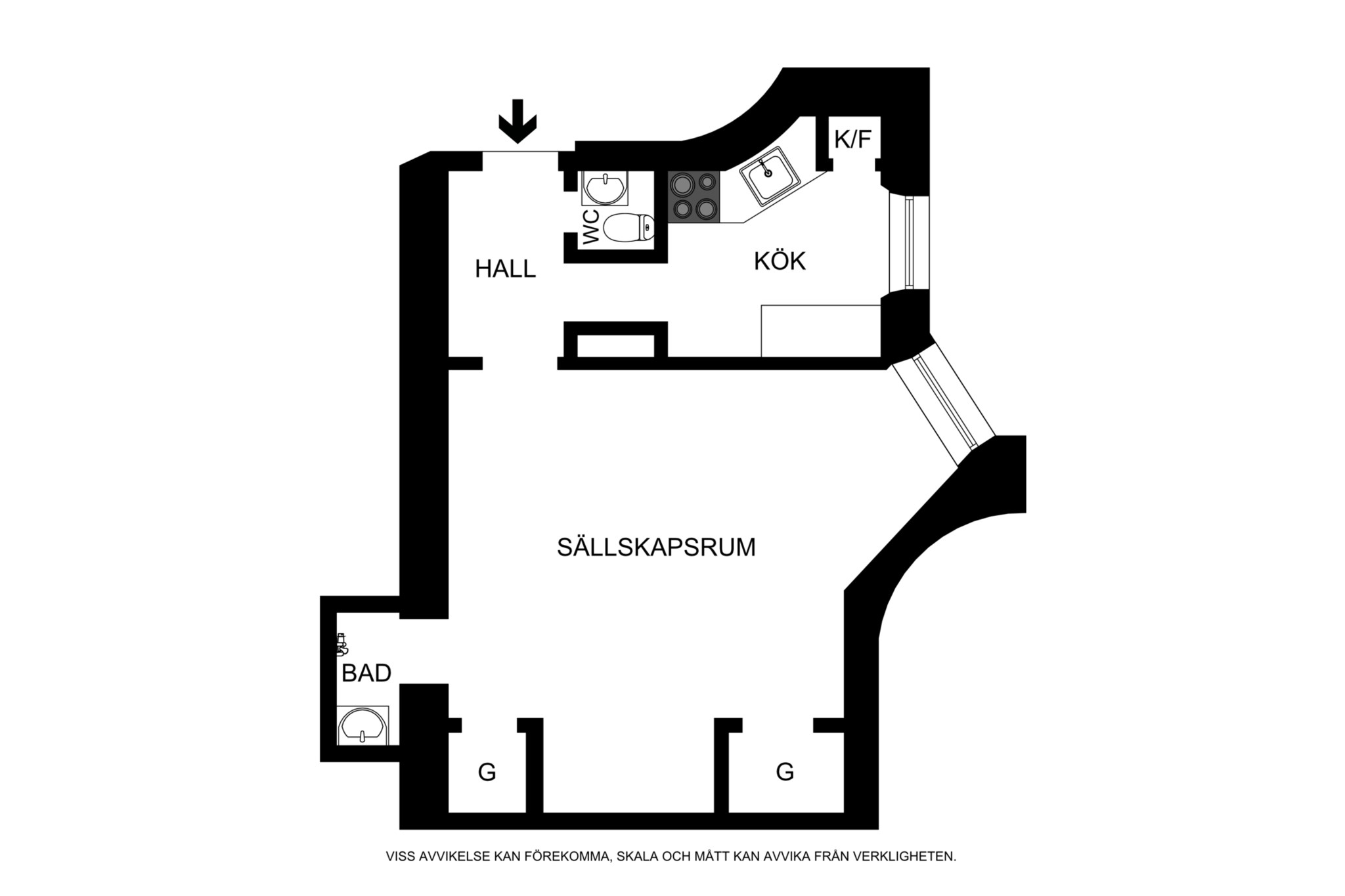 Planritning (ej skalenlig, avvikelser kan förekomma) Drejargatan 7