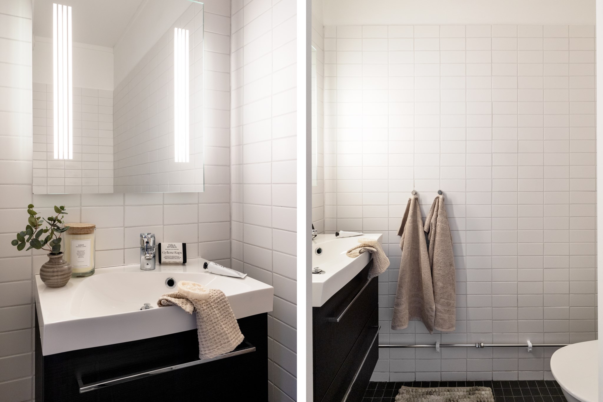 Renoverat och smakfull gäst-WC i separat uthyrningsdel Linnégatan 25A, 2 tr