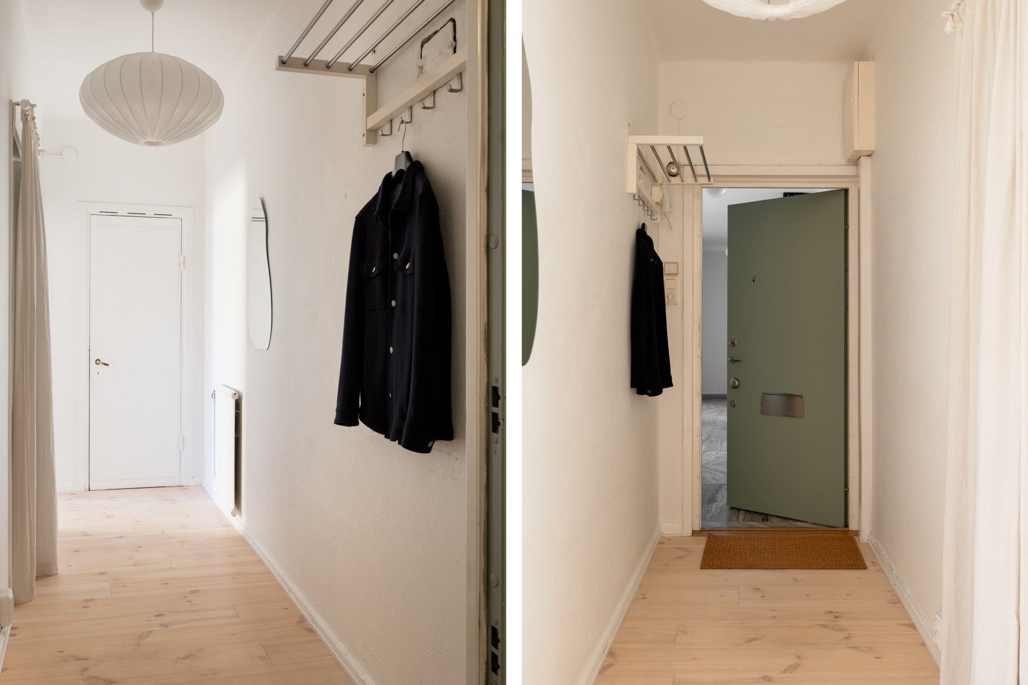 Välkomnande hall med plats för avhängning Sankt Eriksgatan 41, 5tr