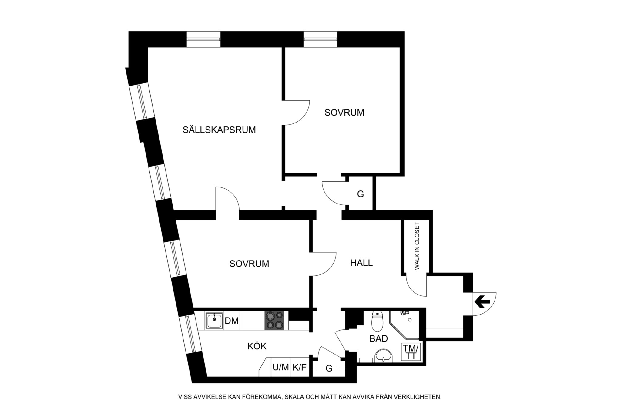 Planritning (ej skalenlig, avvikelser kan förekomma) Norr Mälarstrand 86, 3 tr