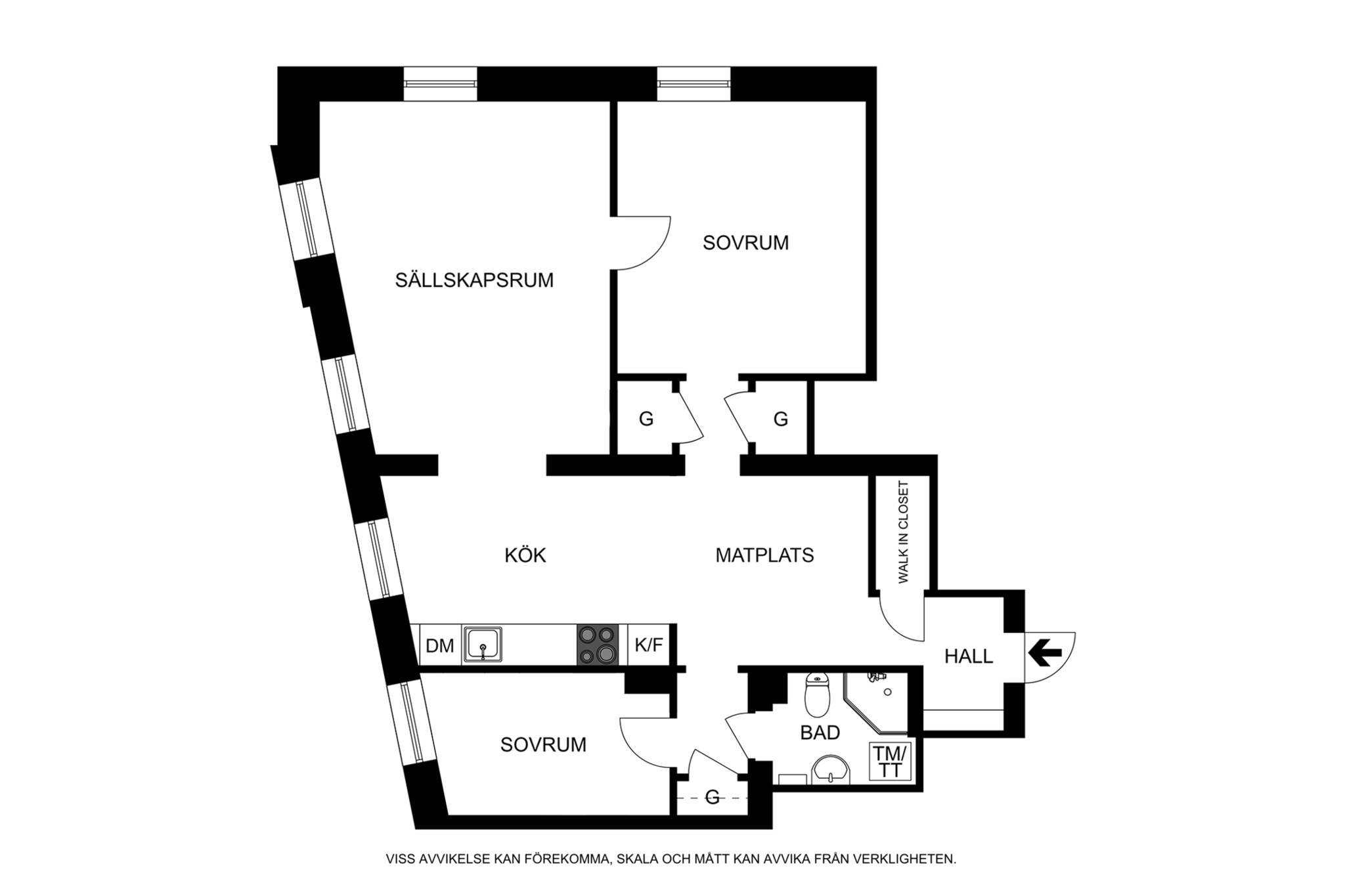 Alternativ planritning (ej skalenlig) Norr Mälarstrand 86, 3 tr