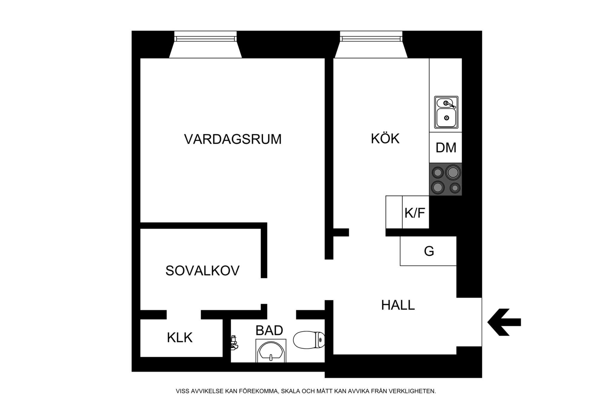 Planritning (ej skalenlig, avvikelser kan förekomma) Creutzgatan 1, 3tr