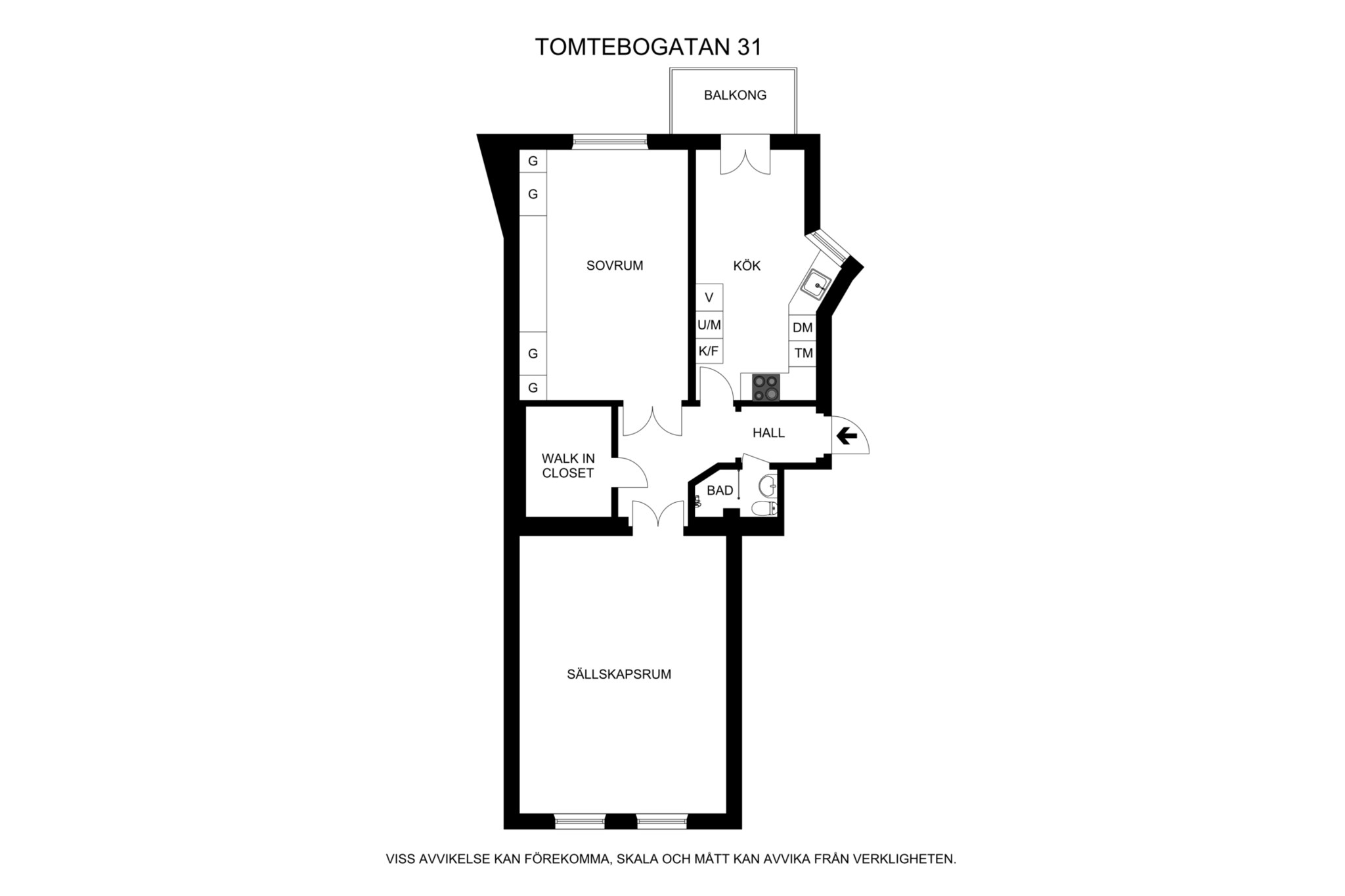 Planritning Tomtebogatan 31, 3 tr