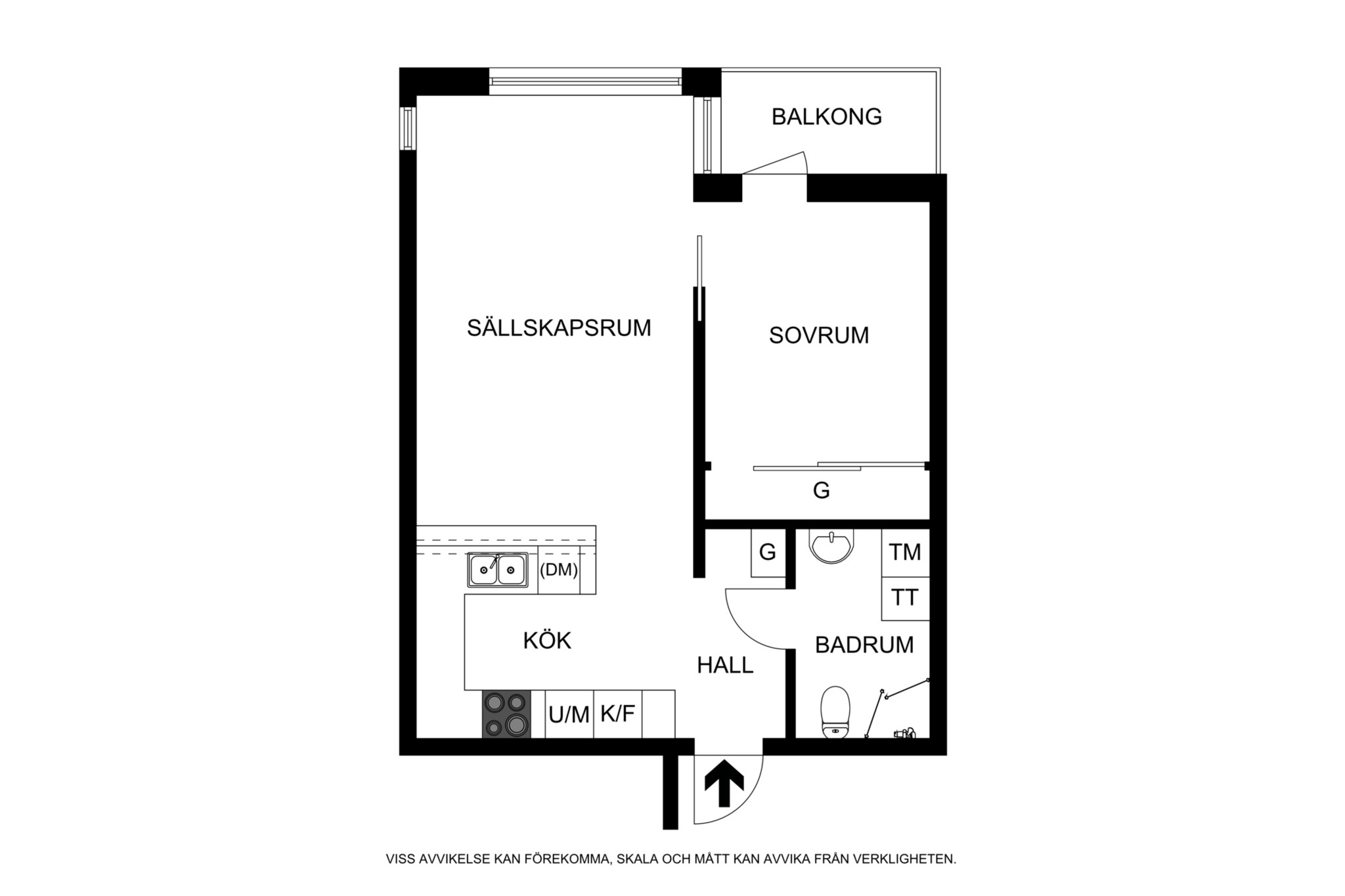 Planritning (ej skalenlig, avvikelser kan förekomma) Gröndalsvägen 111, 6 tr