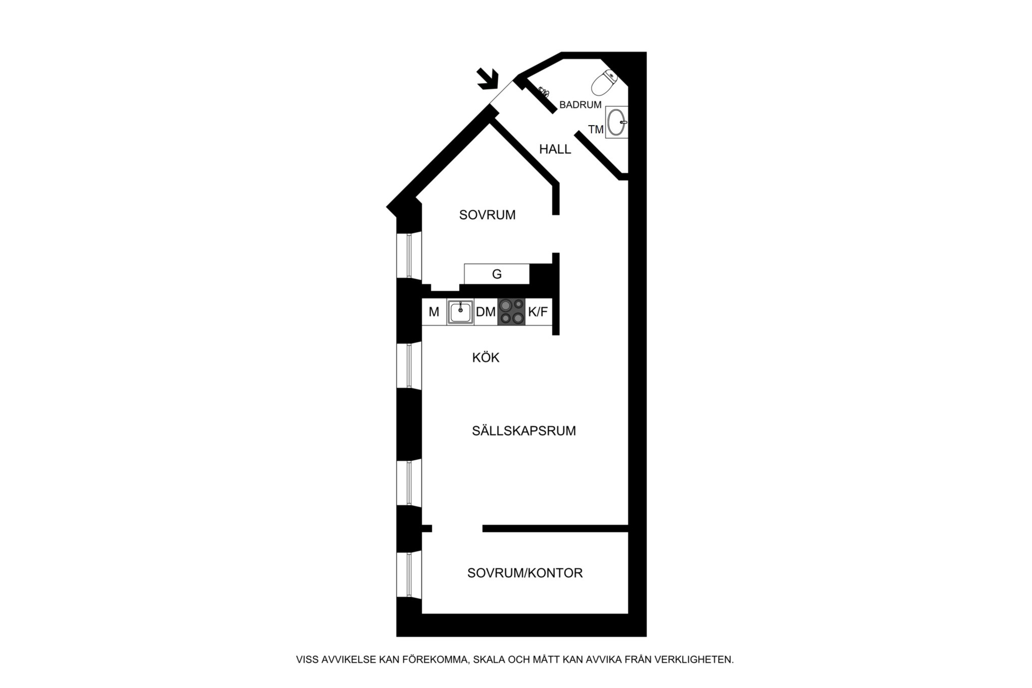 Planritning (ej skalenlig, avvikelser kan förekomma) Roslagsgatan 40C