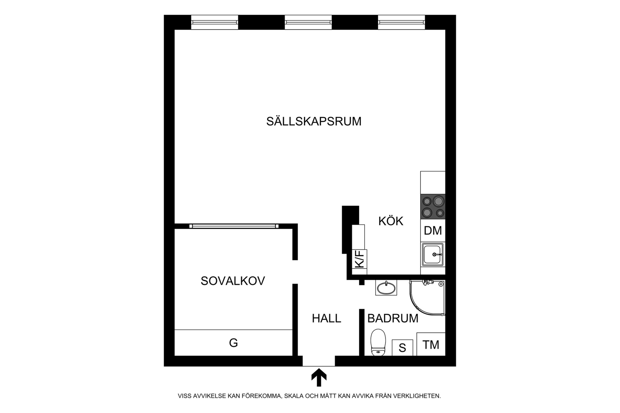 Planritning (ej skalenlig) Kallskärsgatan 5, 1 tr