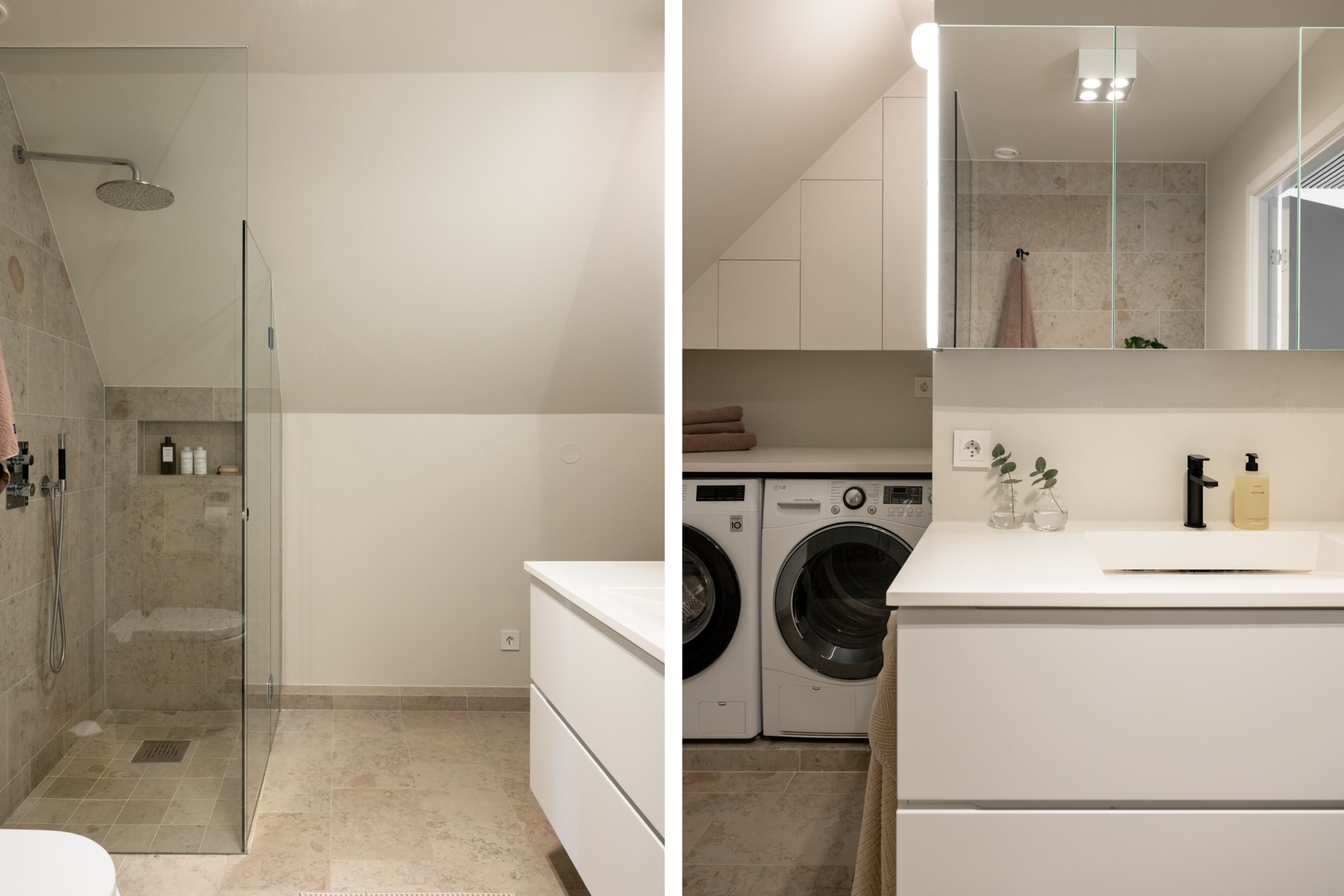 Exklusivt badrum med tvättmaskin och torktumlare Regeringsgatan 70D, 5 tr
