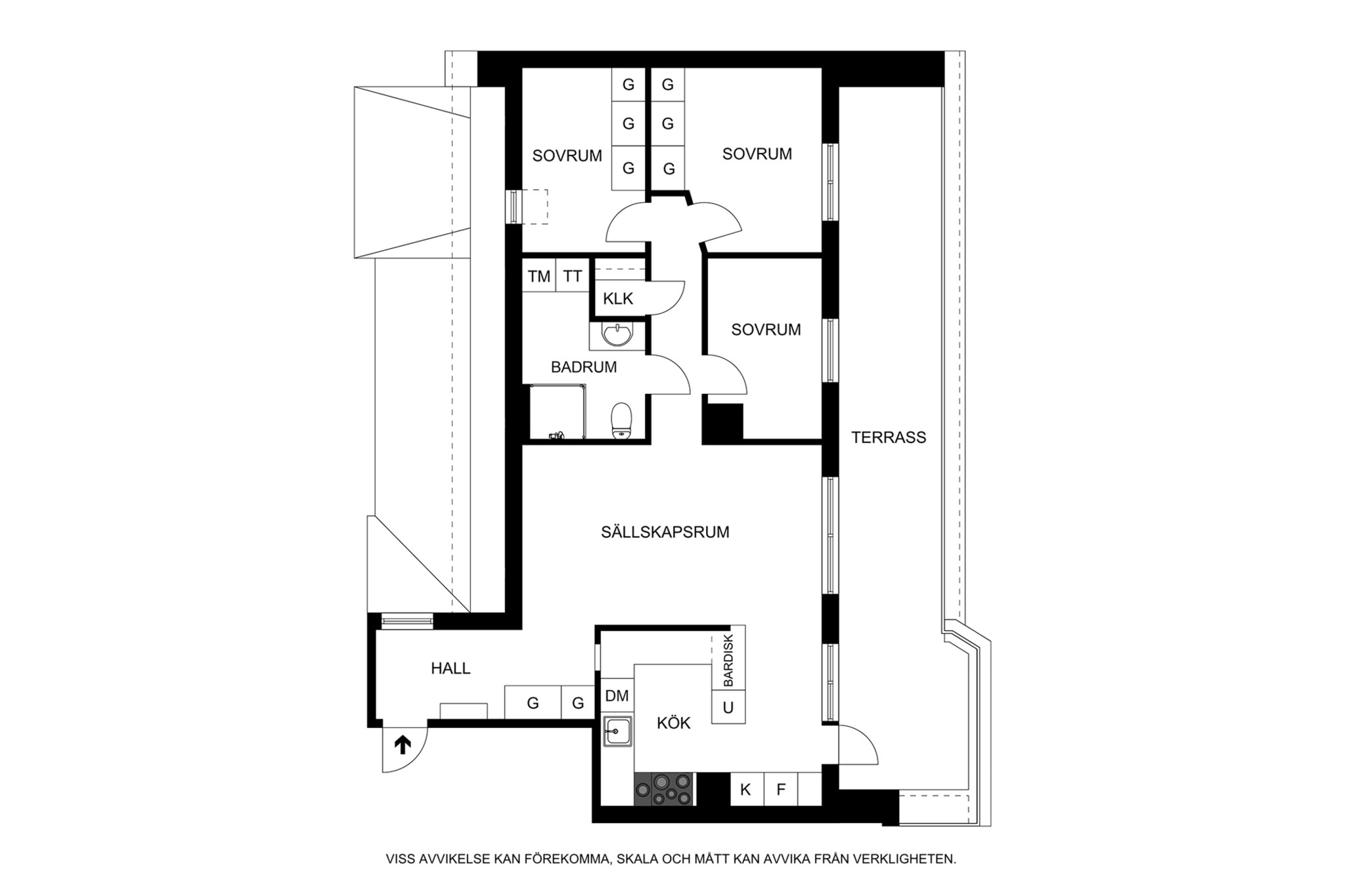 Planritning (ej skalenlig, avvikelser kan förekomma) Regeringsgatan 70D, 5 tr