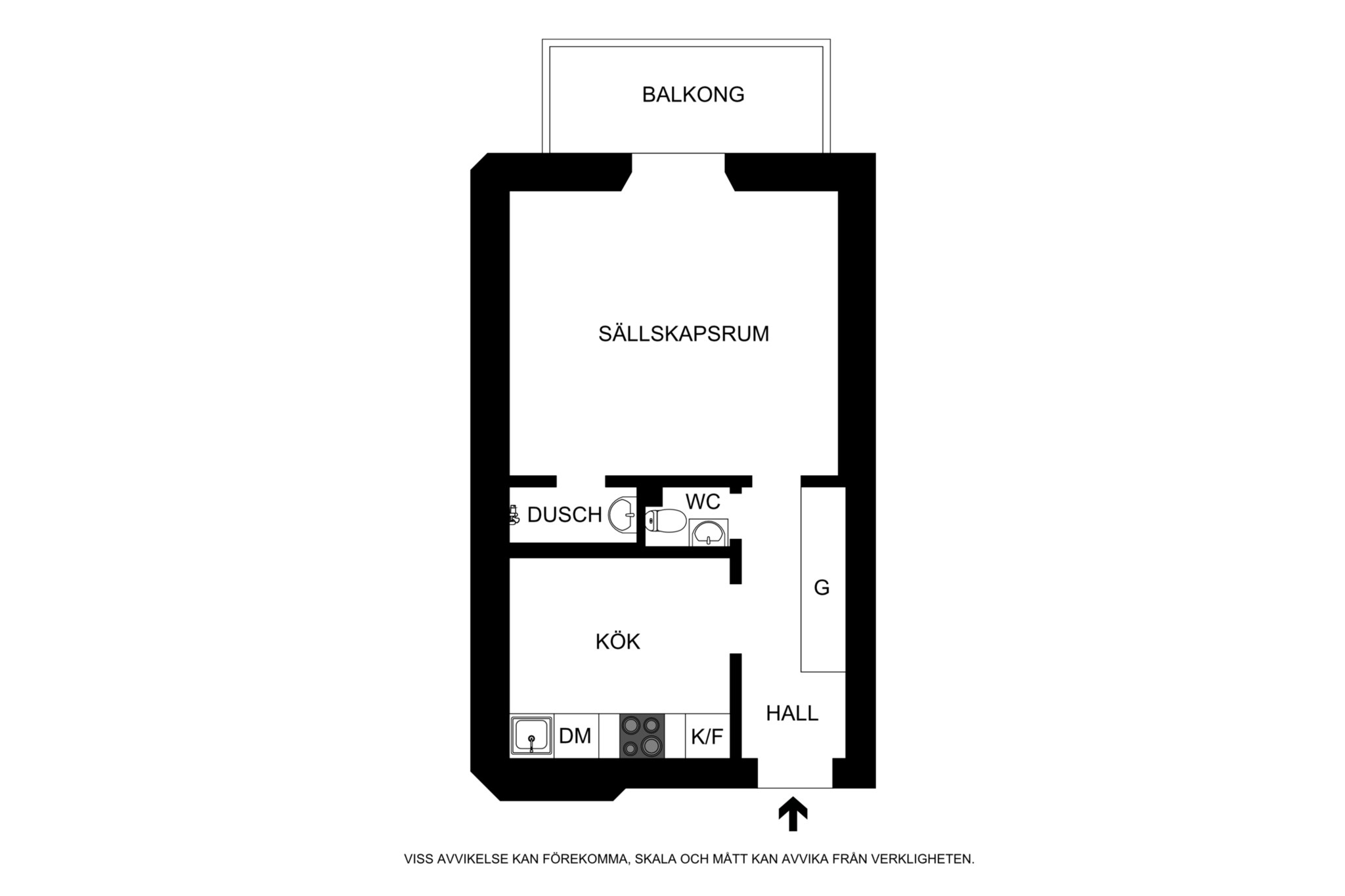 Planritning (ej skalenlig) Birkagatan 26, 2tr