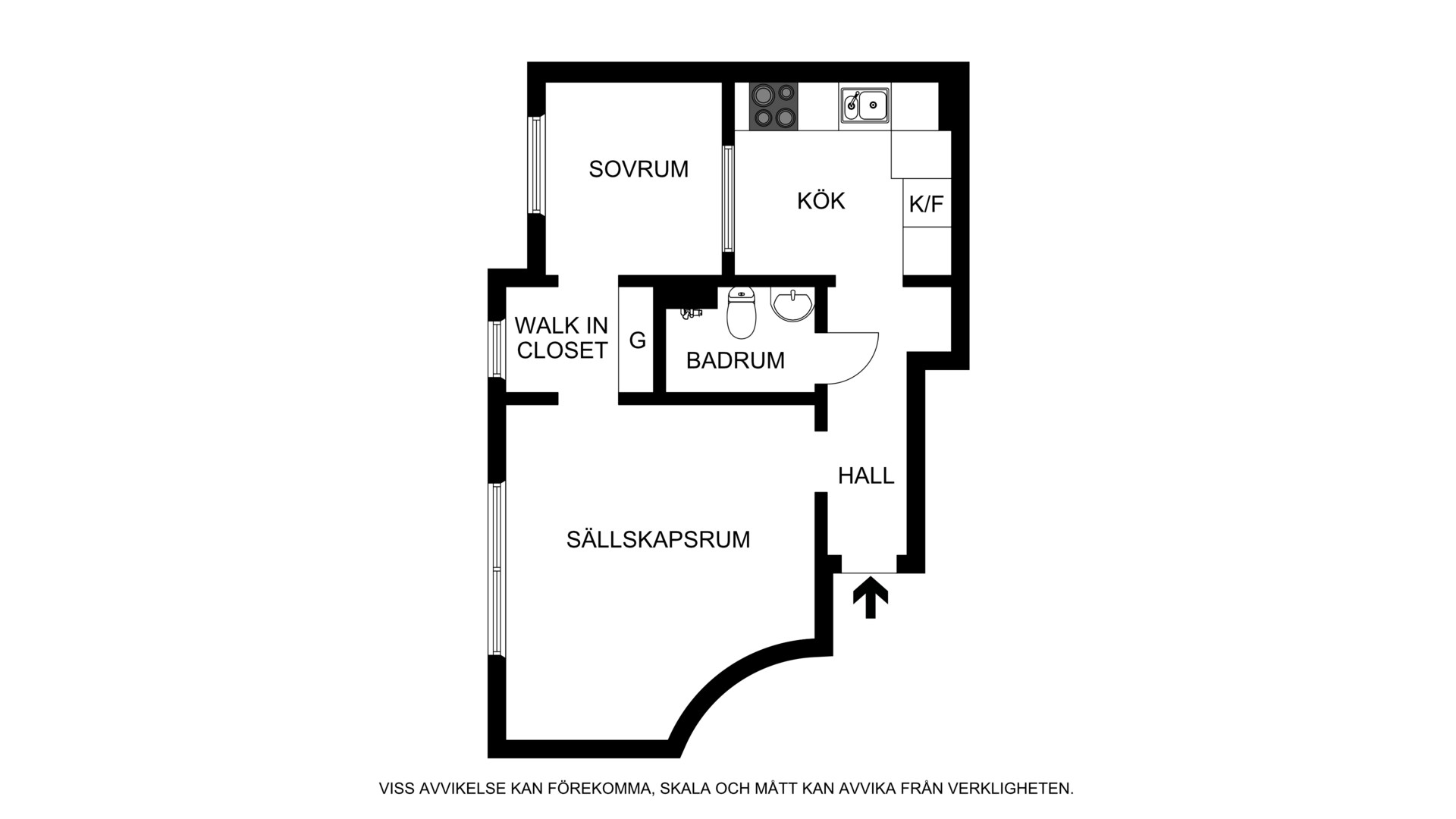 Planritning (ej skalenlig, viss avvikelse kan förkomma) Brännkyrkagatan 83, 2 tr