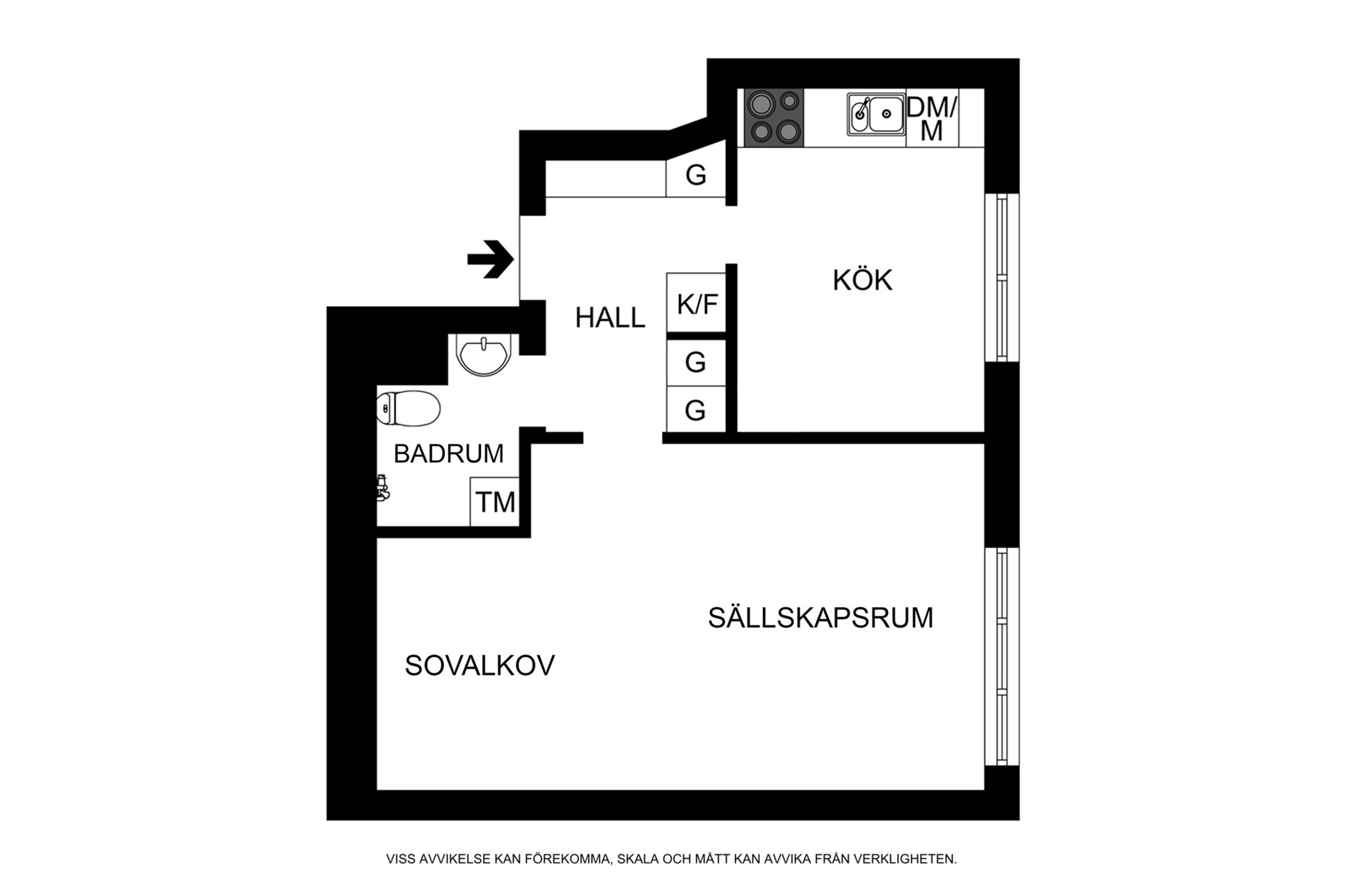 Planritning (ej skalenlig, viss avvikelse kan förekomma) Tjustgatan 3