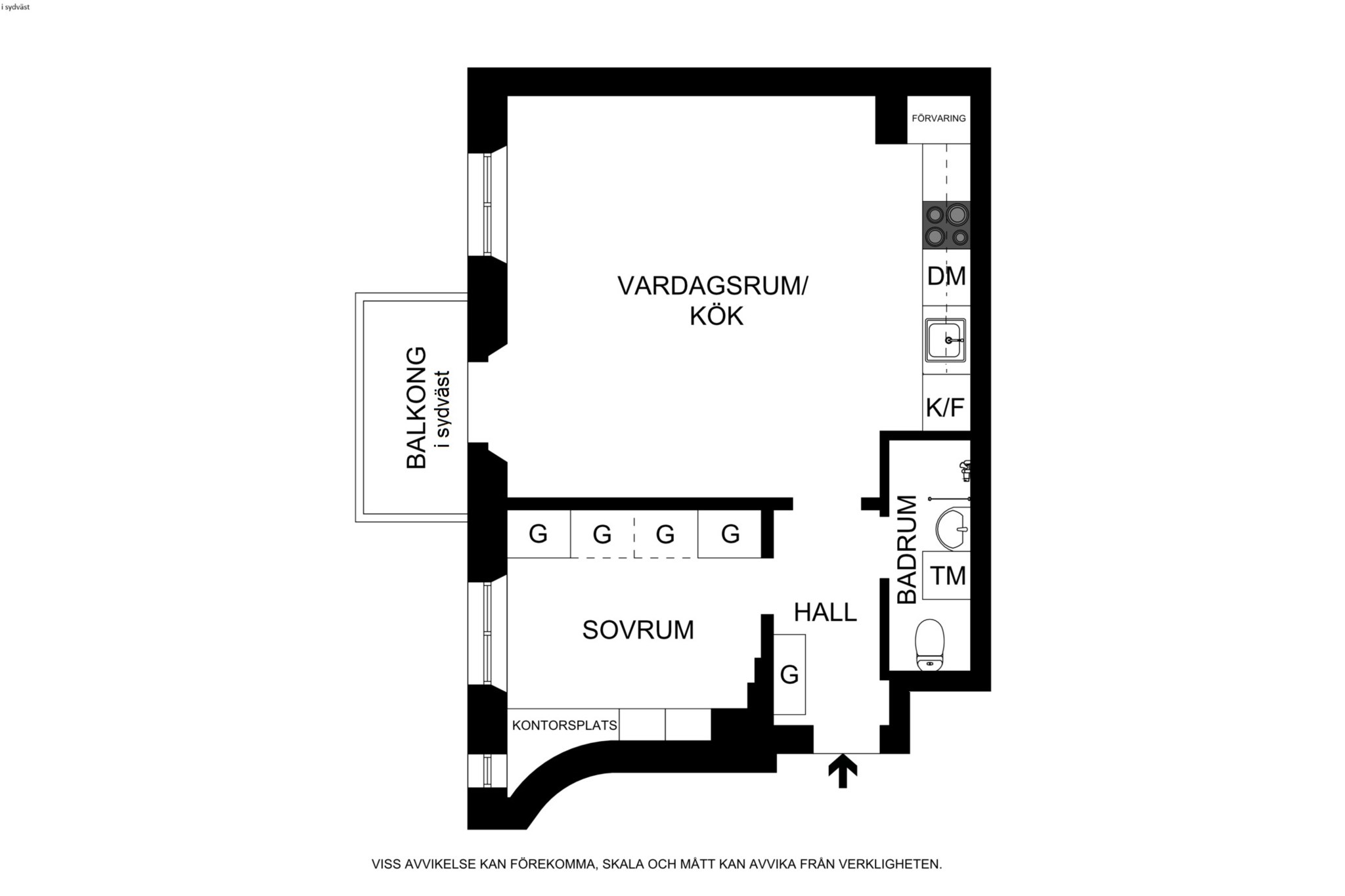 Planritning (ej skalenlig, avvikelser kan förekomma) Vegagatan 5, 2tr