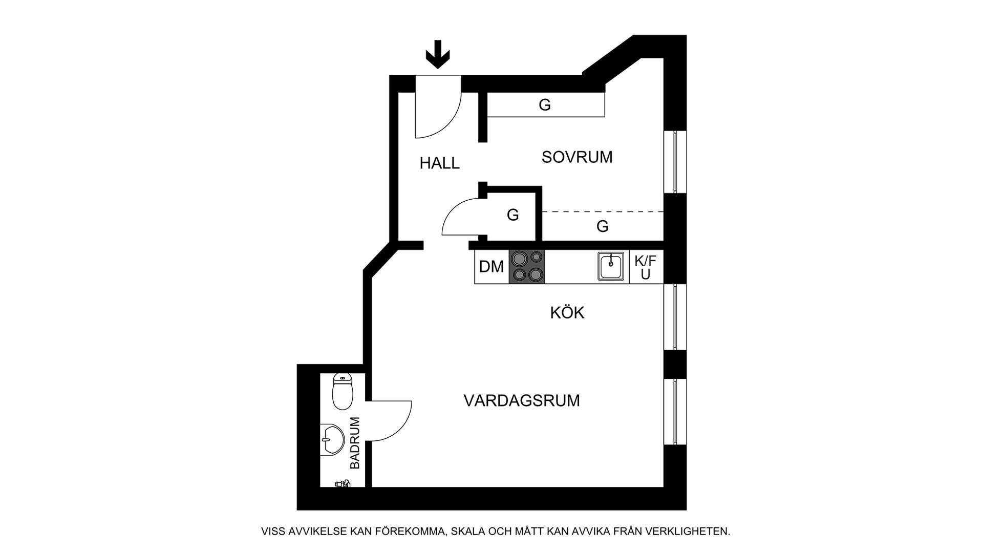 Planritning (ej skalenlig, avvikelser kan förekomma) Dalagatan 76A