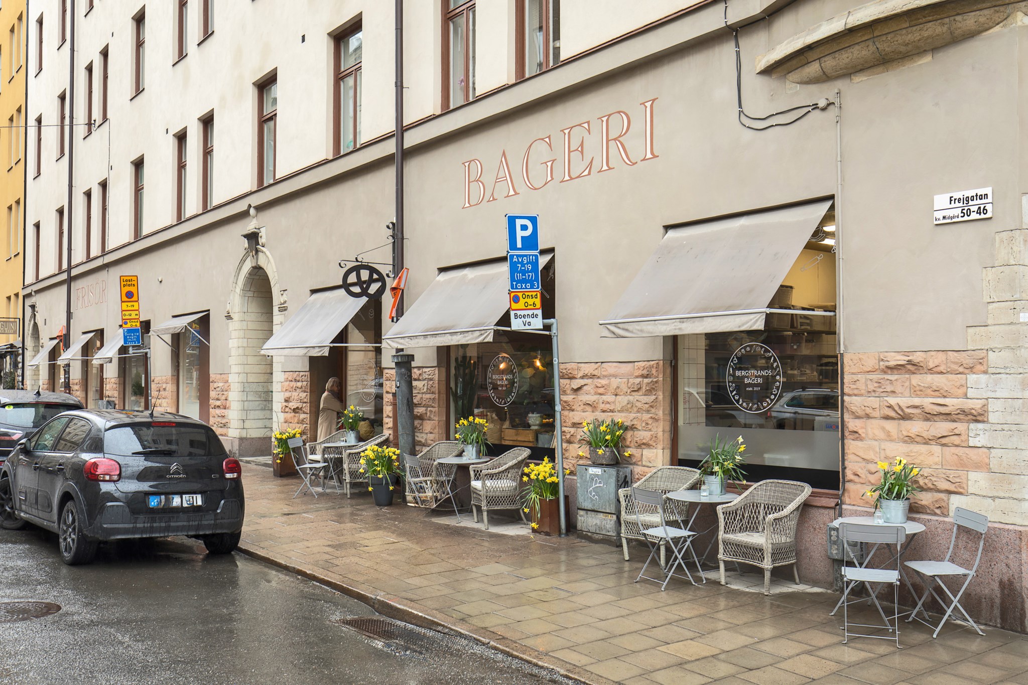 Bergstrand Bageri ett stenkast från porten Frejgatan 50