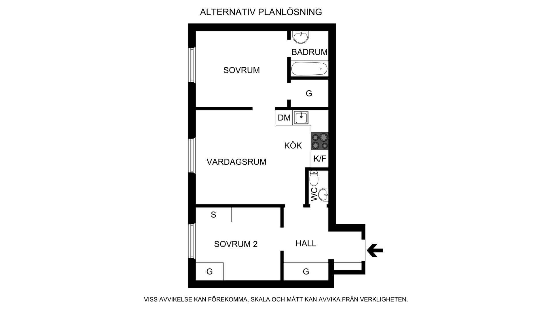 Alternativ planritning Borgargatan 6, 4tr